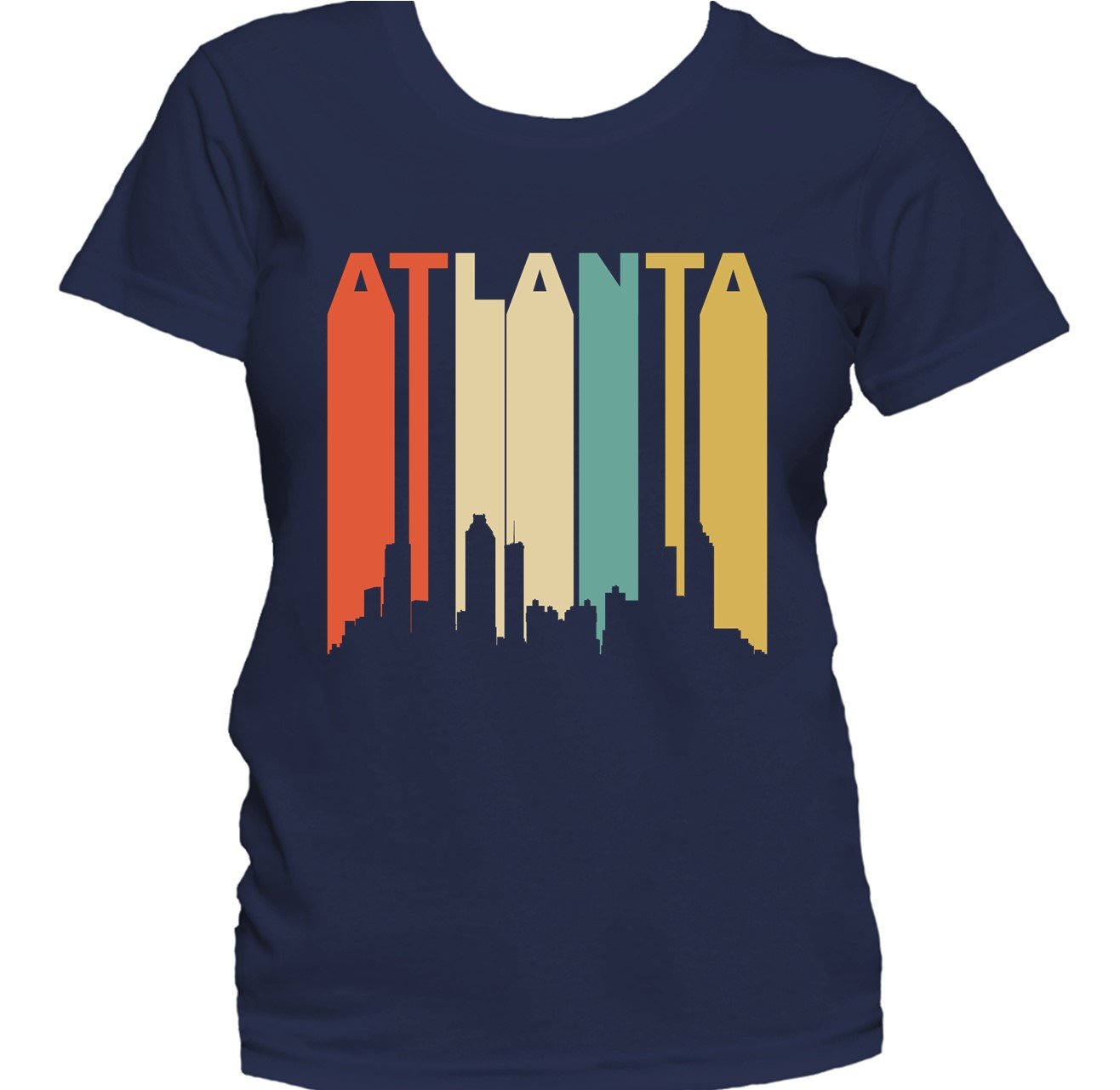 Retro 1970's Style Atlanta Georgia Cityscape Downtown Skyline Women's T-Shirt