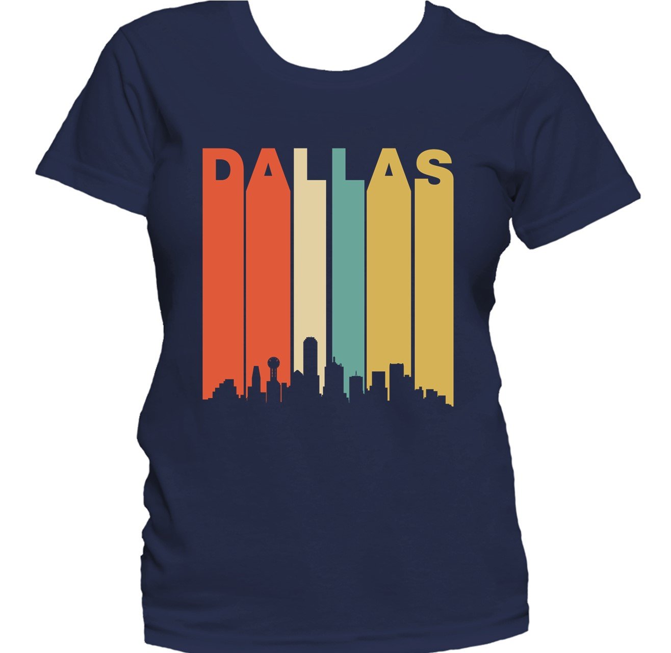 Retro 1970's Style Dallas Texas Cityscape Downtown Skyline Women's T-Shirt
