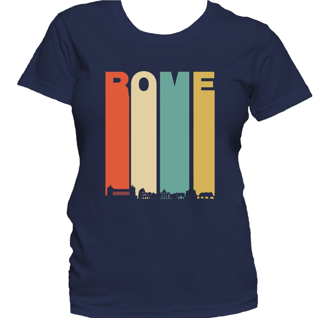 Retro 1970's Style Rome Italy Cityscape Downtown Skyline Women's T-Shirt