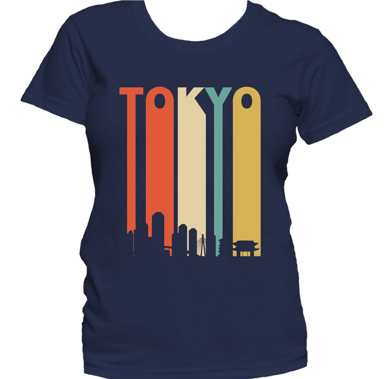 Retro 1970's Style Tokyo Japan Cityscape Downtown Skyline Women's T-Shirt