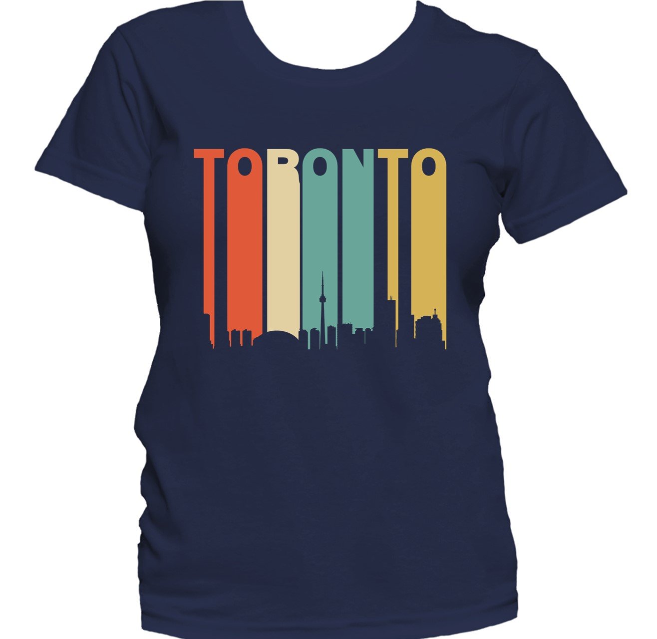 Retro 1970's Style Toronto Canada Cityscape Downtown Skyline Women's T-Shirt