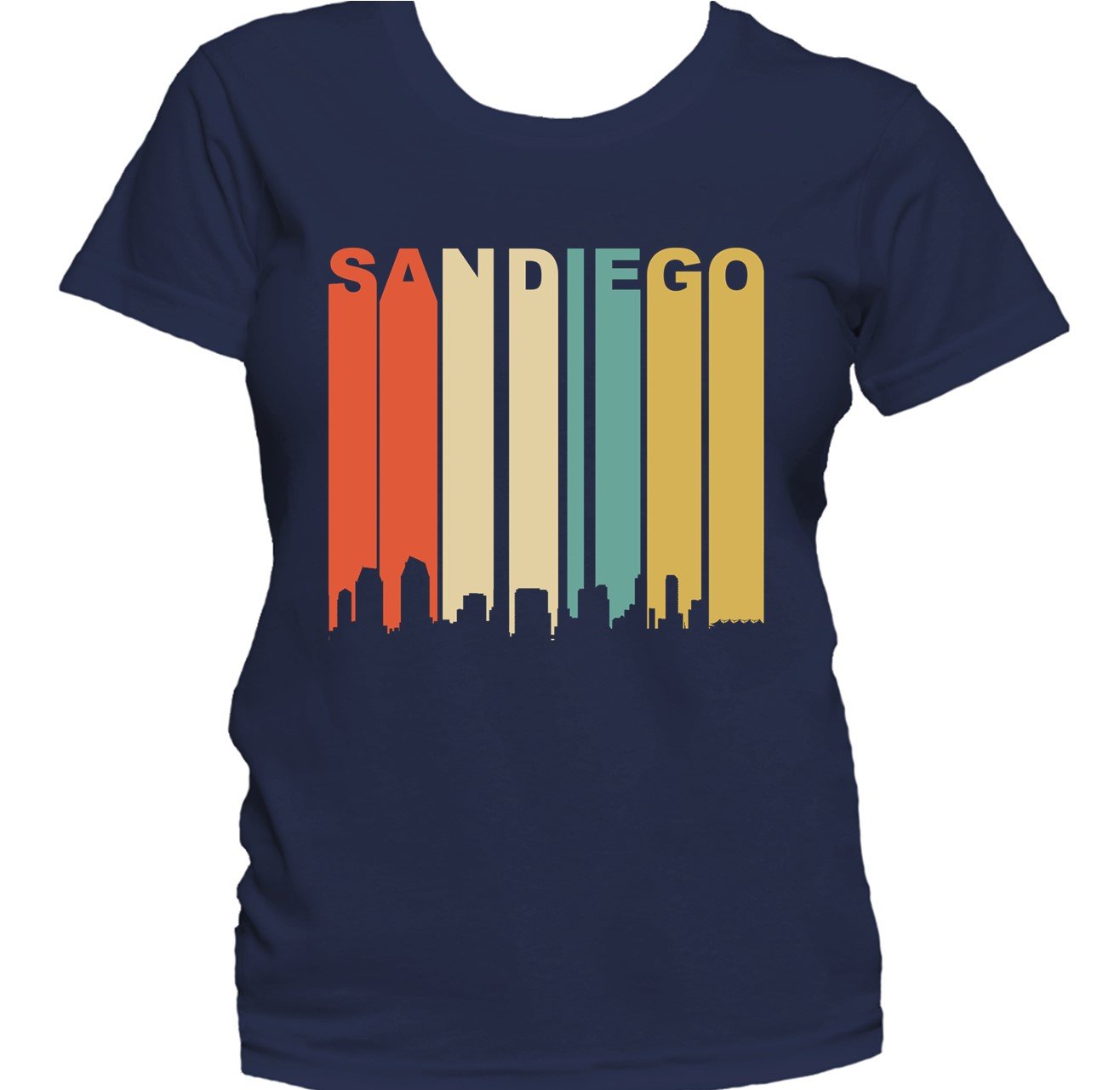 Retro 1970's Style San Diego California Downtown Skyline Women's T-Shirt