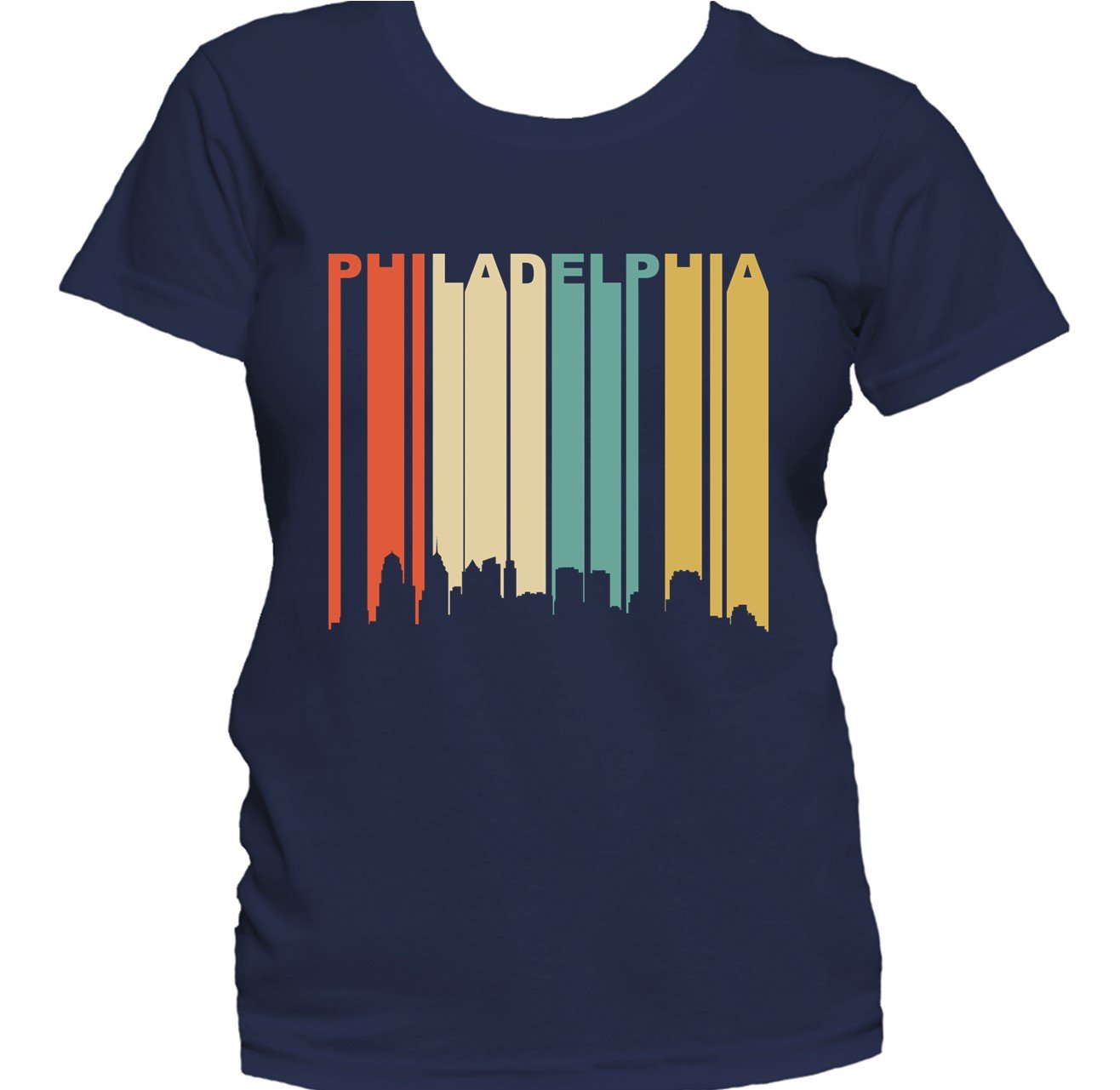 Retro 1970's Style Philadelphia Pennsylvania Downtown Skyline Women's T-Shirt