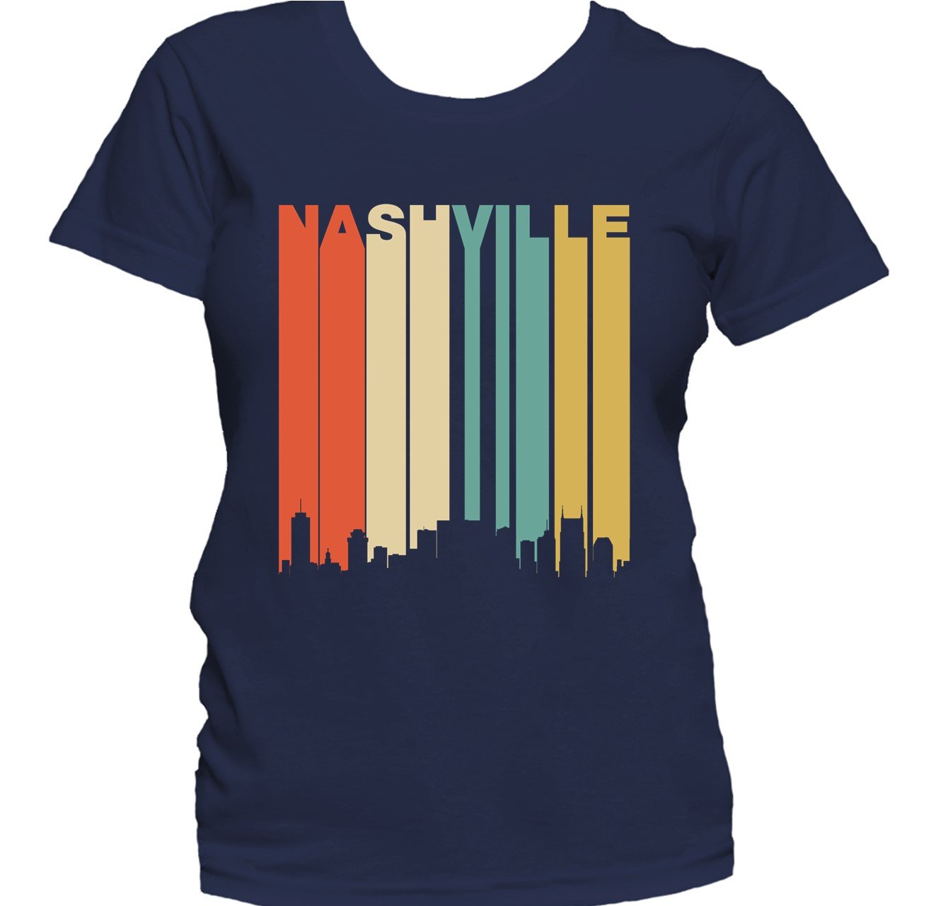 Retro 1970's Style Nashville Tennessee Downtown Skyline Women's T-Shirt