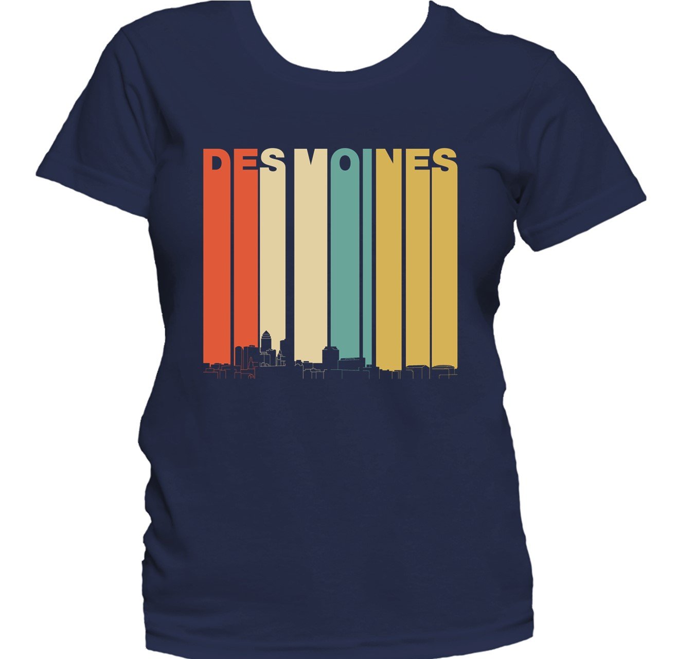 Retro 1970's Style Des Moines Iowa Skyline Women's T-Shirt