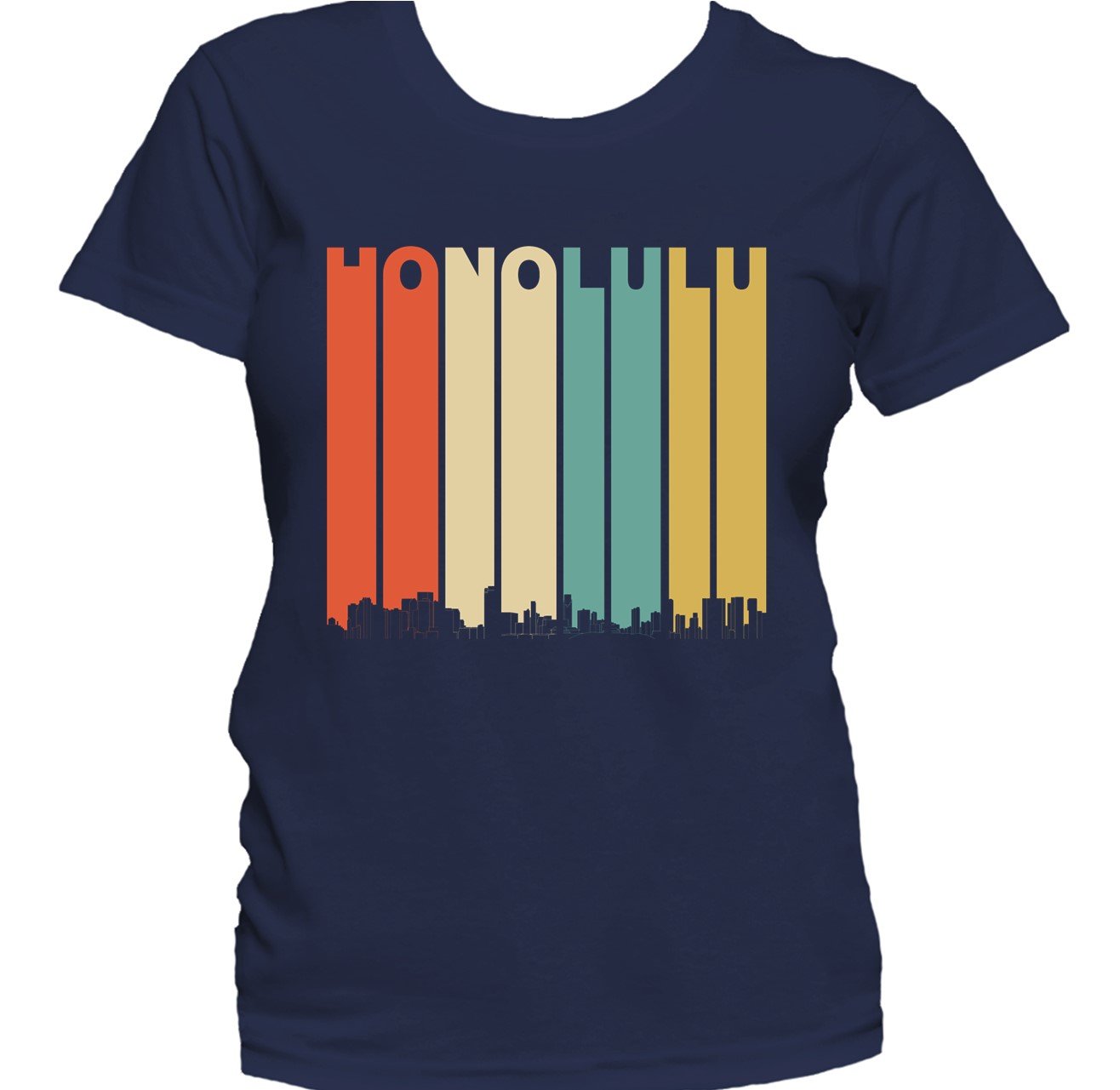 Retro 1970's Style Honolulu Hawaii Skyline Women's T-Shirt