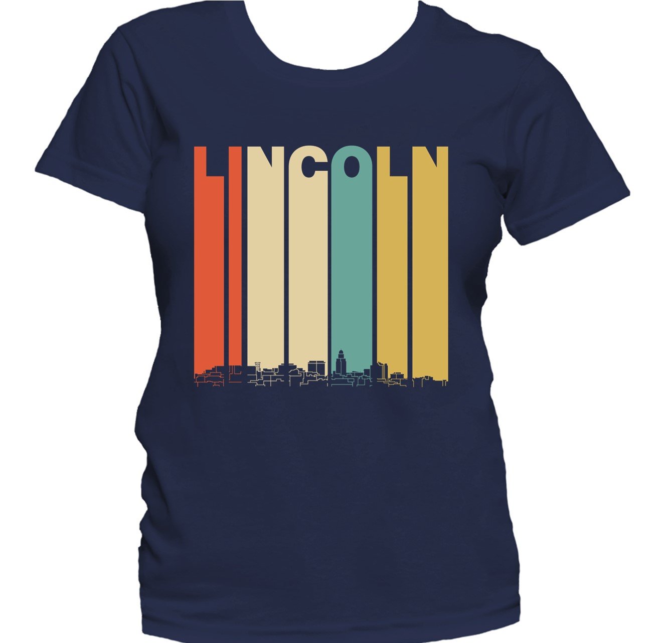 Retro 1970's Style Lincoln Nebraska Skyline Women's T-Shirt