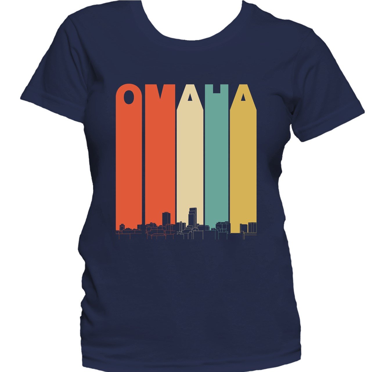 Retro 1970's Style Omaha Nebraska Skyline Women's T-Shirt