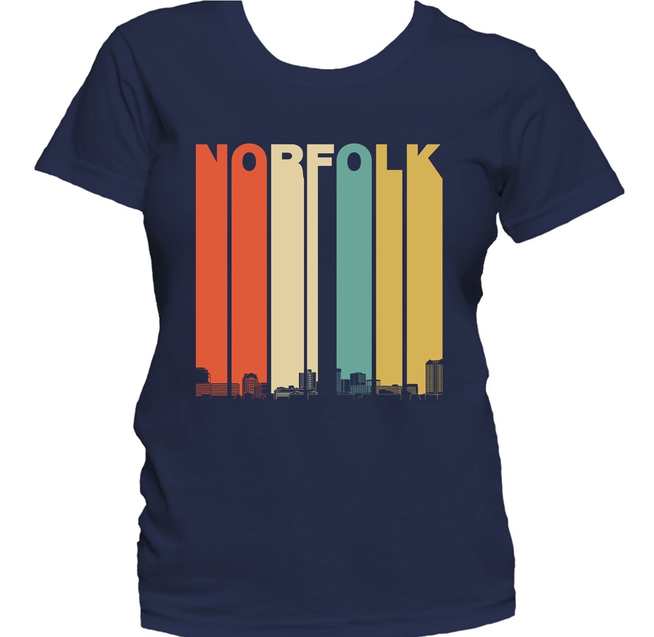 Retro 1970's Style Norfolk Virginia Skyline Women's T-Shirt