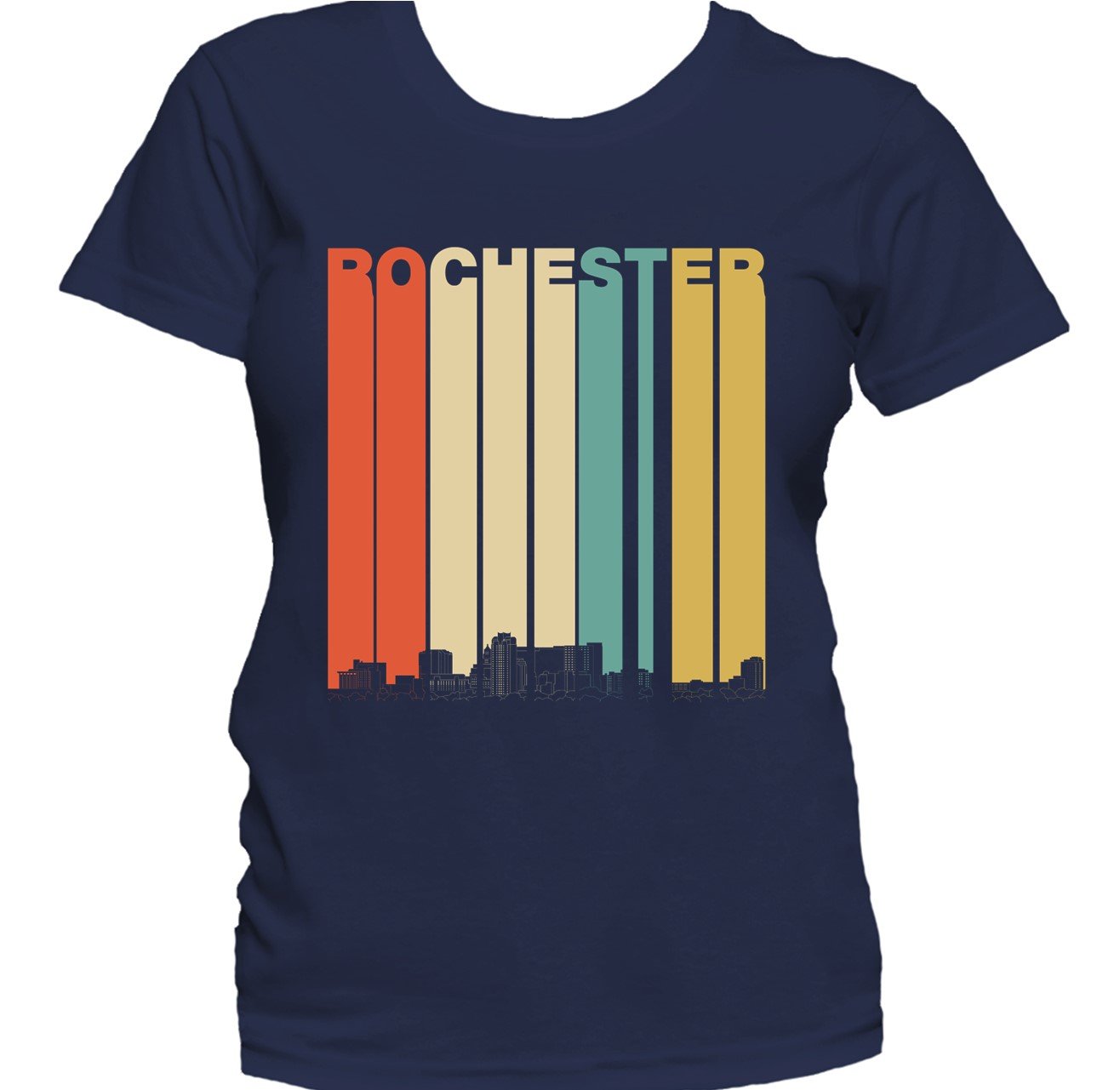 Retro 1970's Style Rochester Minnesota Skyline Women's T-Shirt