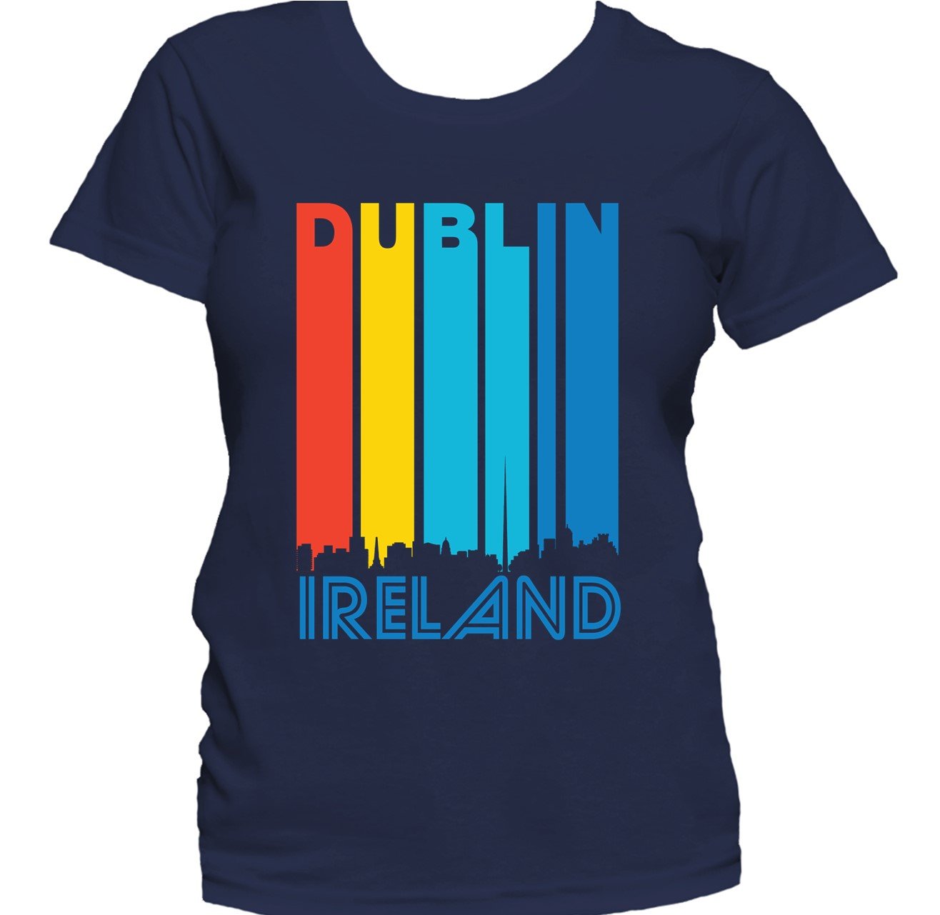 Retro 1970's Style Dublin Ireland Cityscape Downtown Skyline Women's T-Shirt