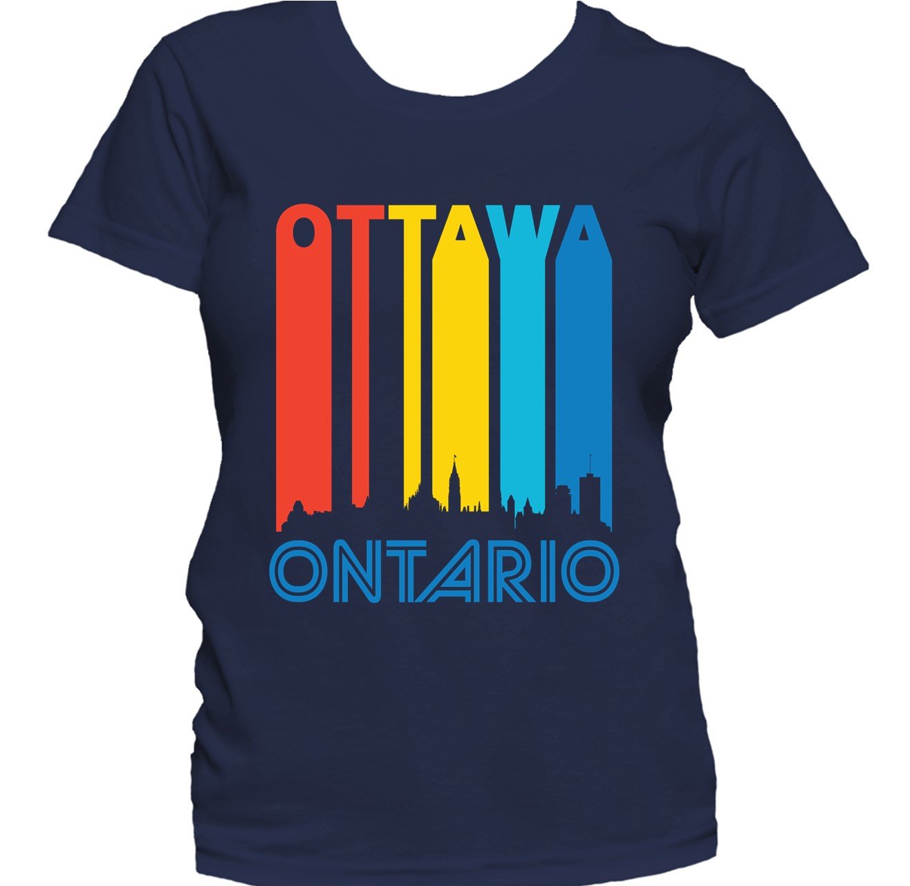 Retro 1970's Style Ottawa Ontario Cityscape Downtown Skyline Women's T-Shirt