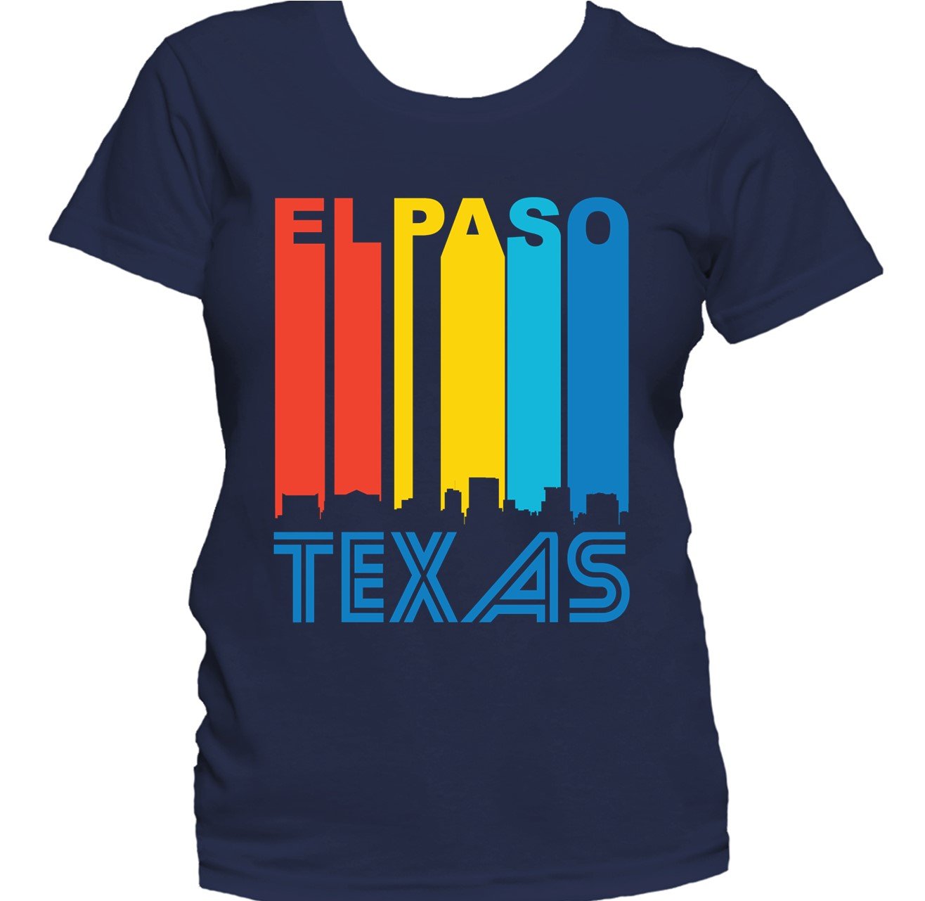 Retro 1970's Style El Paso Texas Cityscape Downtown Skyline Women's T-Shirt