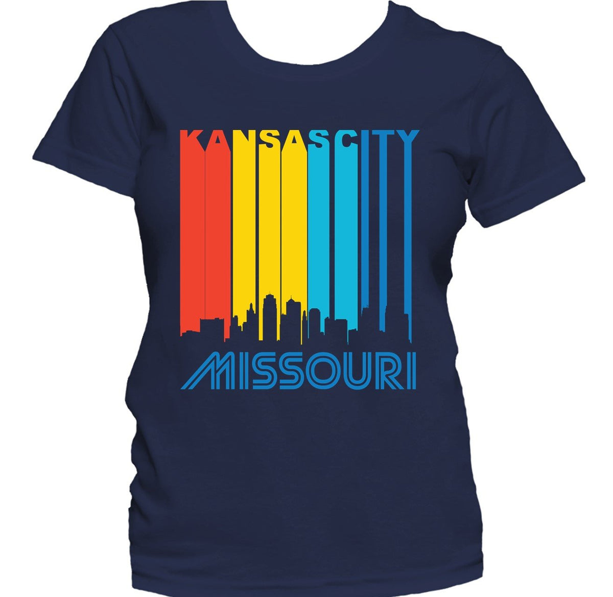 Retro 1970's Style Kansas City Missouri Downtown Skyline Women's T-Shirt