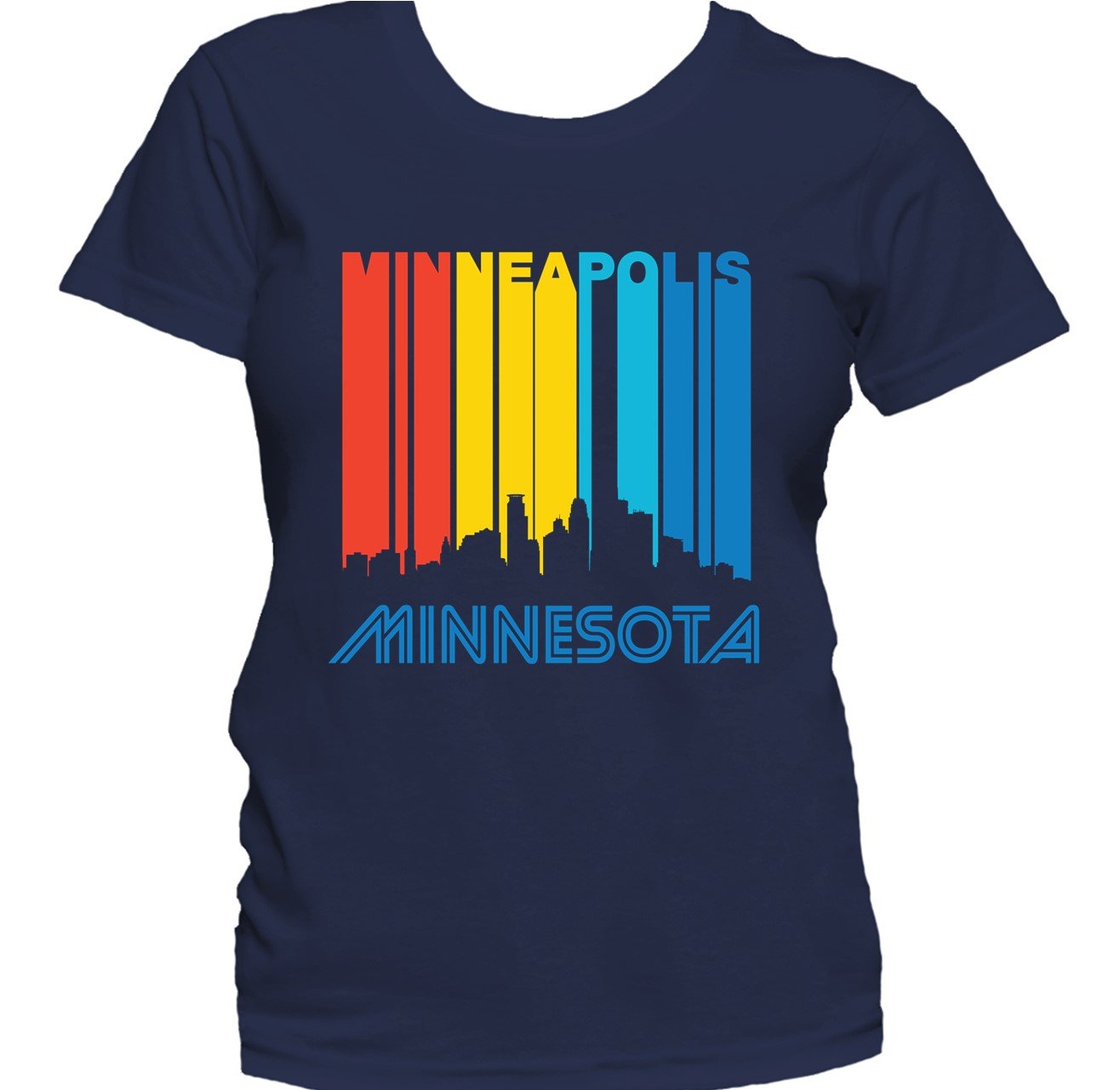Retro 1970's Style Minneapolis Minnesota Downtown Skyline Women's T-Shirt
