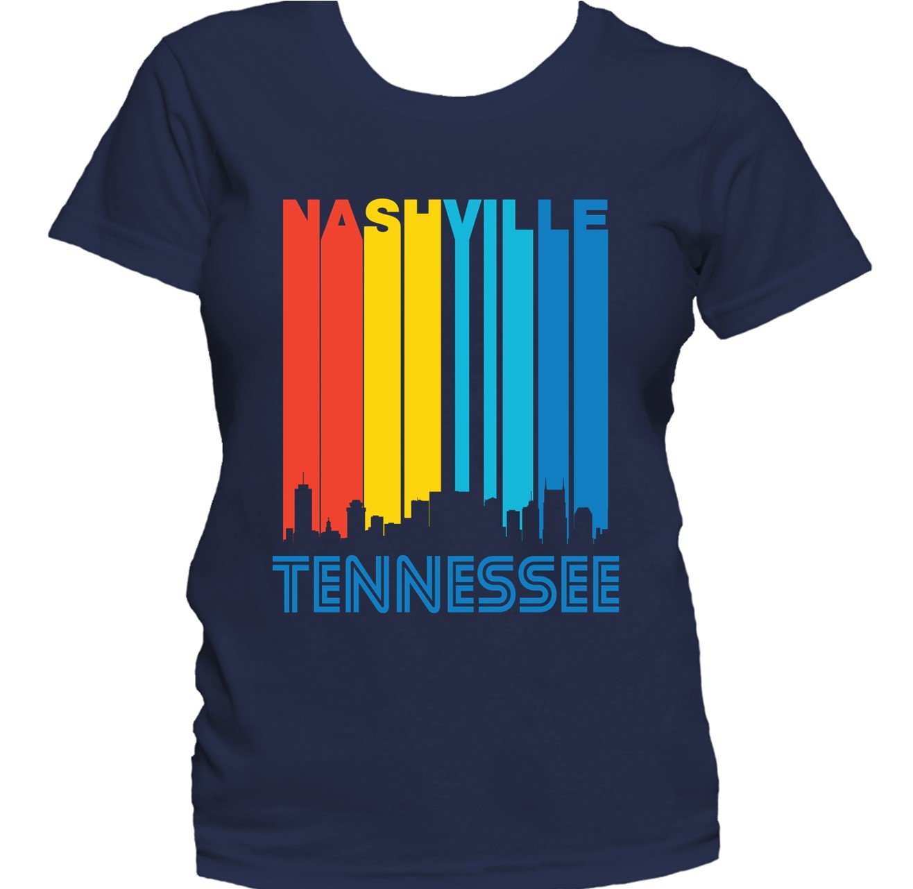 Retro 1970's Style Nashville Tennessee Downtown Skyline Women's T-Shirt