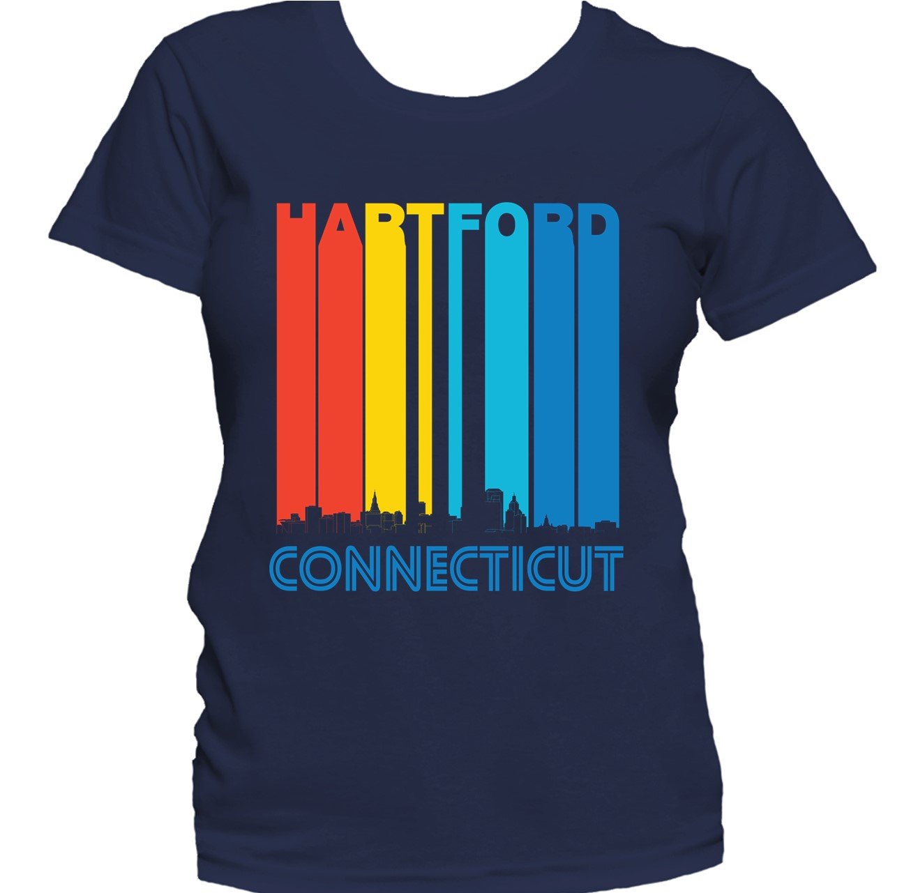 Retro 1970's Style Hartford Connecticut Skyline Women's T-Shirt