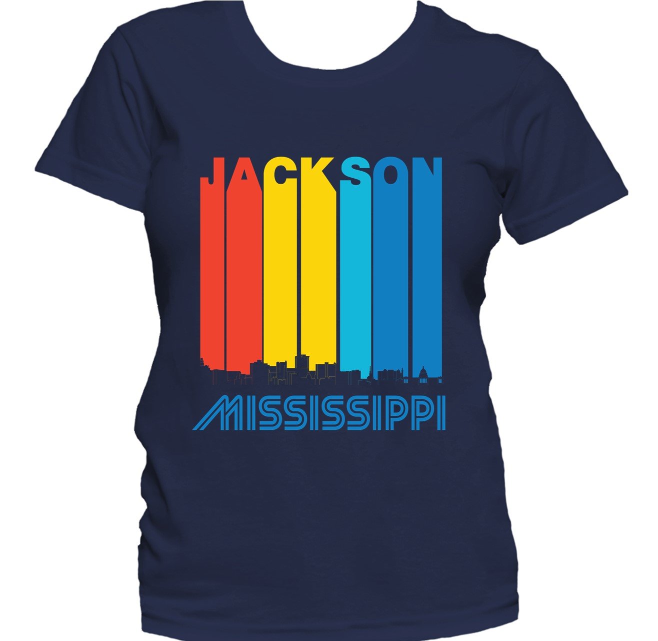 Retro 1970's Style Jackson Mississippi Skyline Women's T-Shirt