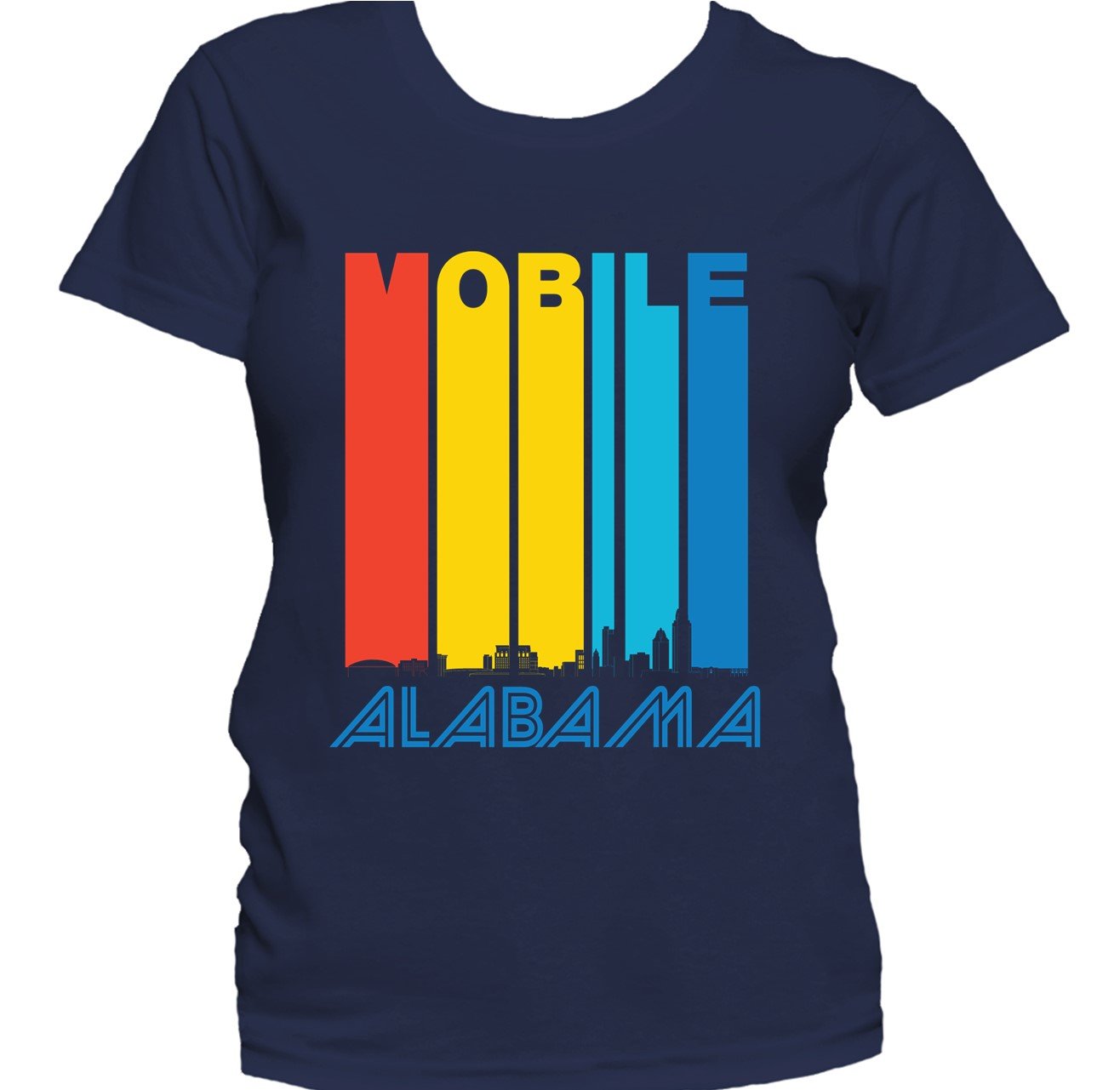 Retro 1970's Style Mobile Alabama Skyline Women's T-Shirt