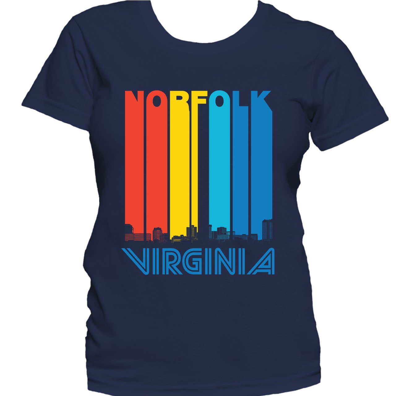Retro 1970's Style Norfolk Virginia Skyline Women's T-Shirt