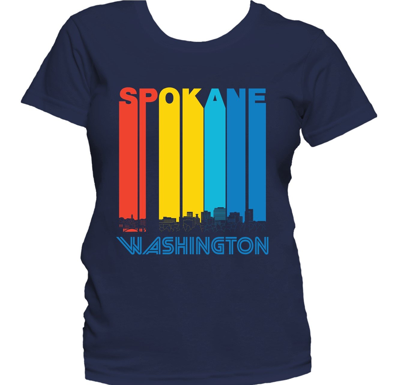 Retro 1970's Style Spokane Washington Skyline Women's T-Shirt