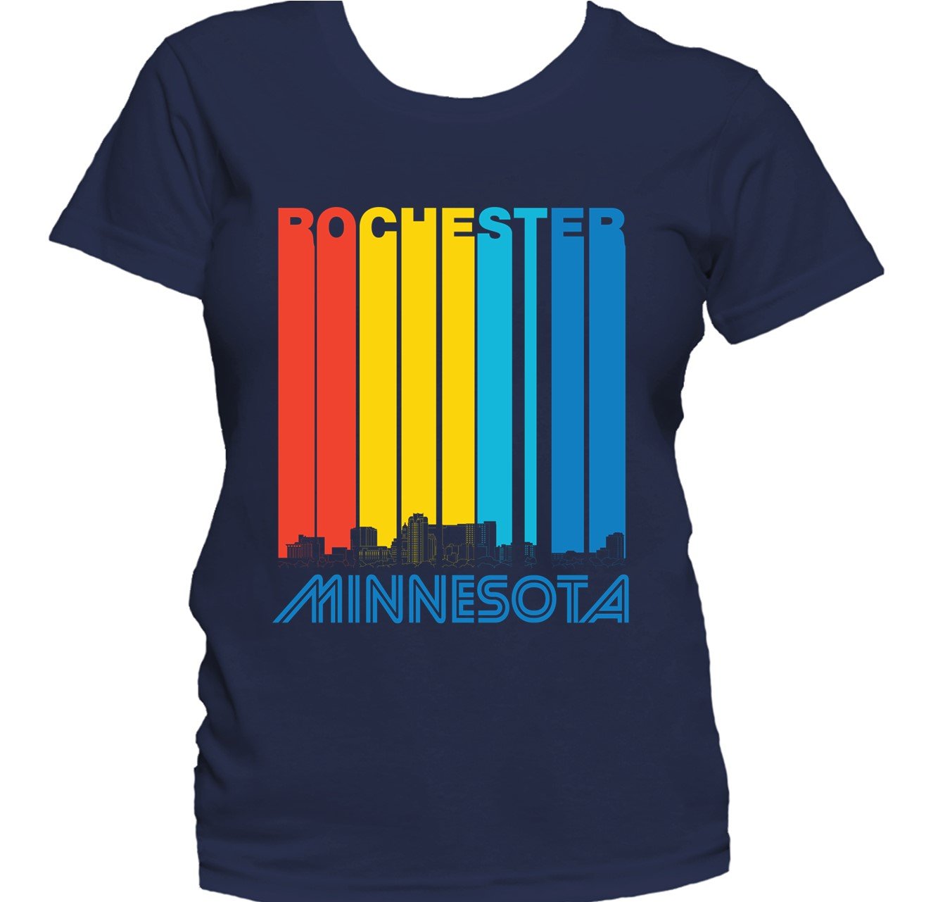 Retro 1970's Style Rochester Minnesota Skyline Women's T-Shirt