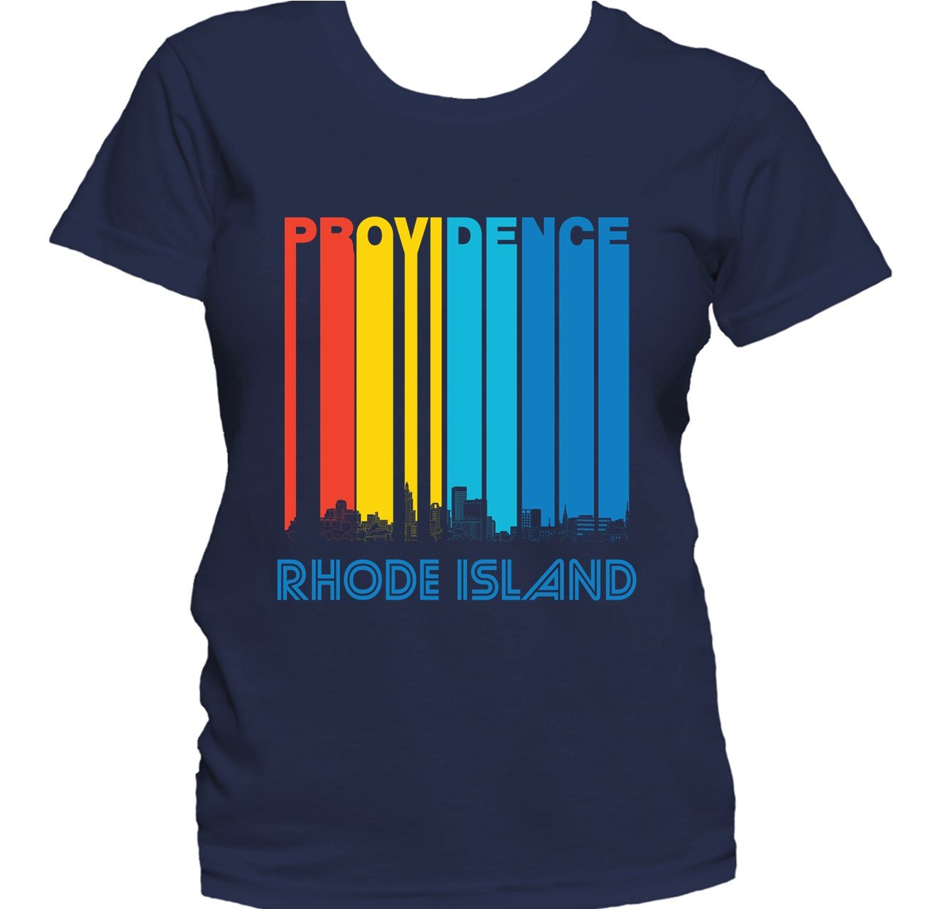 Retro 1970's Style Providence Rhode Island Skyline Women's T-Shirt