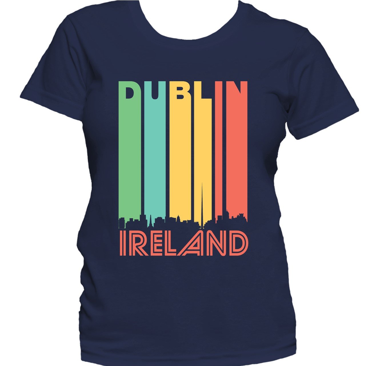 Retro 1970's Style Dublin Ireland Cityscape Downtown Skyline Women's T-Shirt