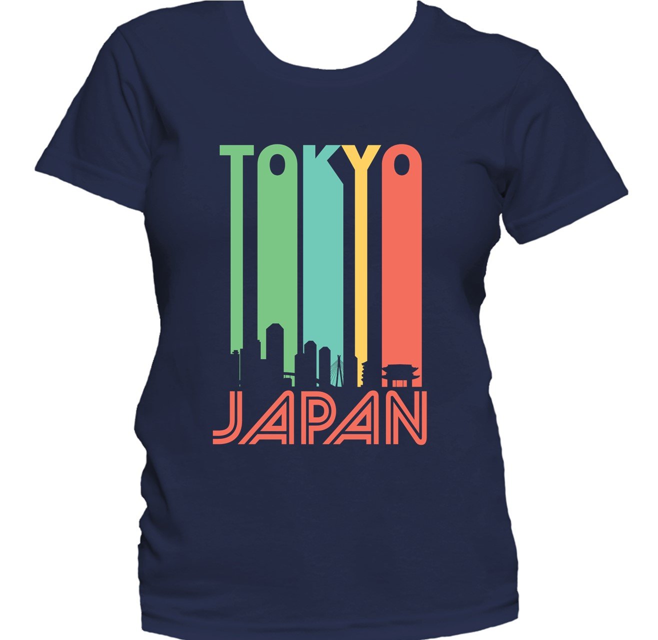 Retro 1970's Style Tokyo Japan Cityscape Downtown Skyline Women's T-Shirt