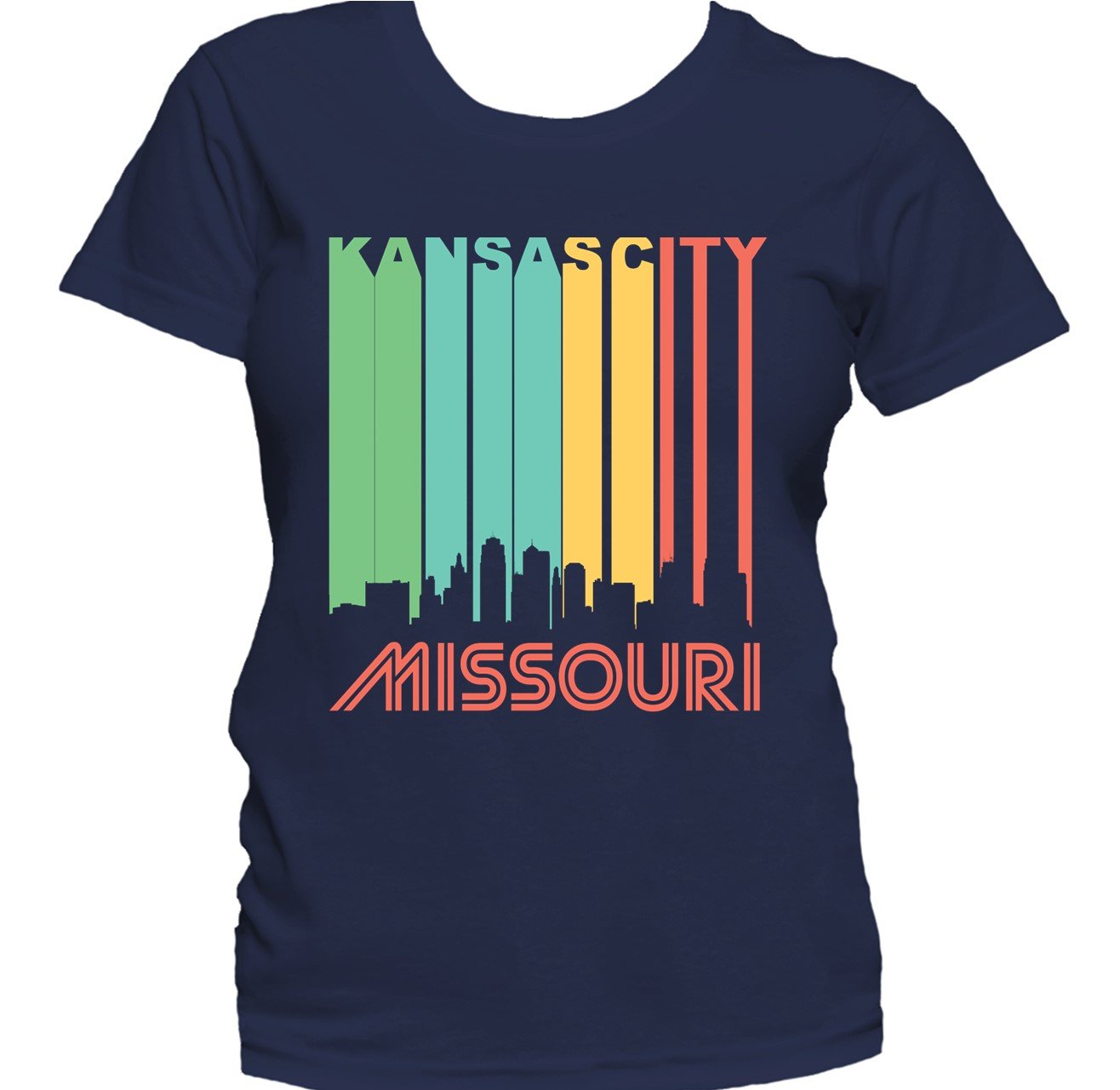 Retro 1970's Style Kansas City Missouri Downtown Skyline Women's T-Shirt