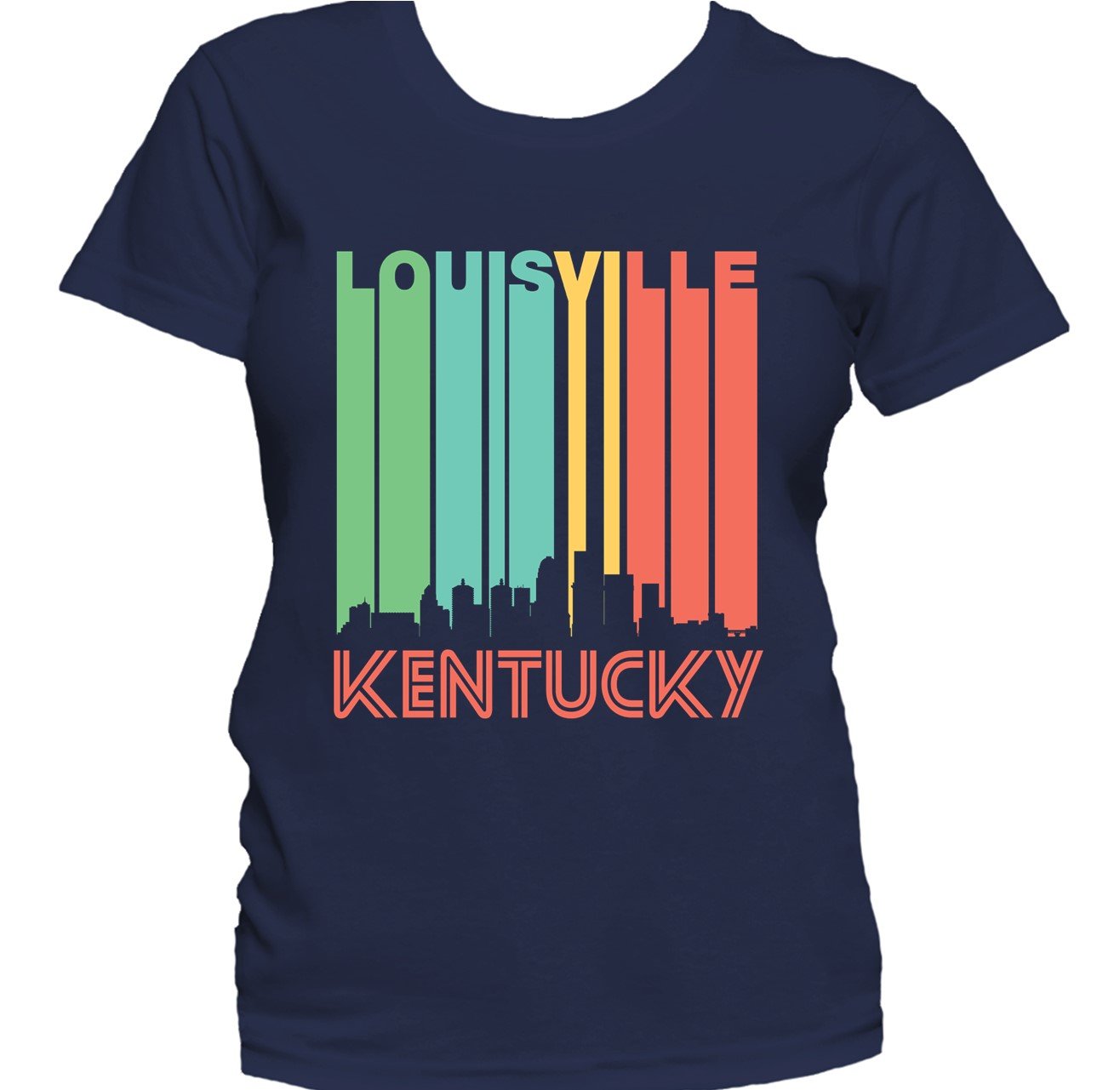 Retro 1970's Style Louisville Kentucky Downtown Skyline Women's T-Shirt