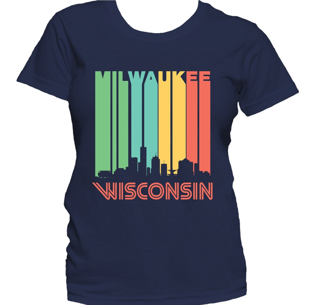 Retro 1970's Style Milwaukee Wisconsin Downtown Skyline Women's T-Shirt