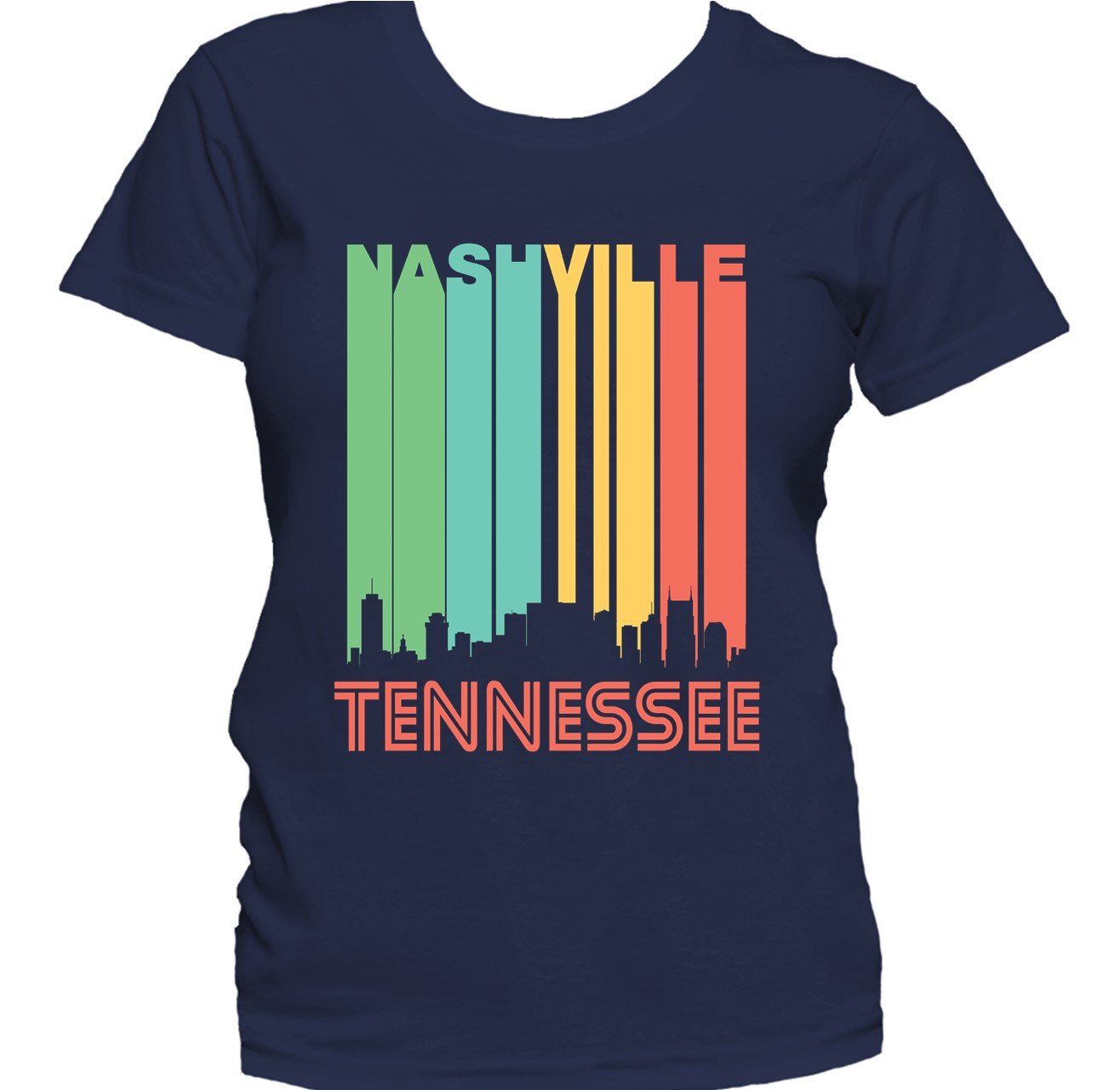 Retro 1970's Style Nashville Tennessee Downtown Skyline Women's T-Shirt