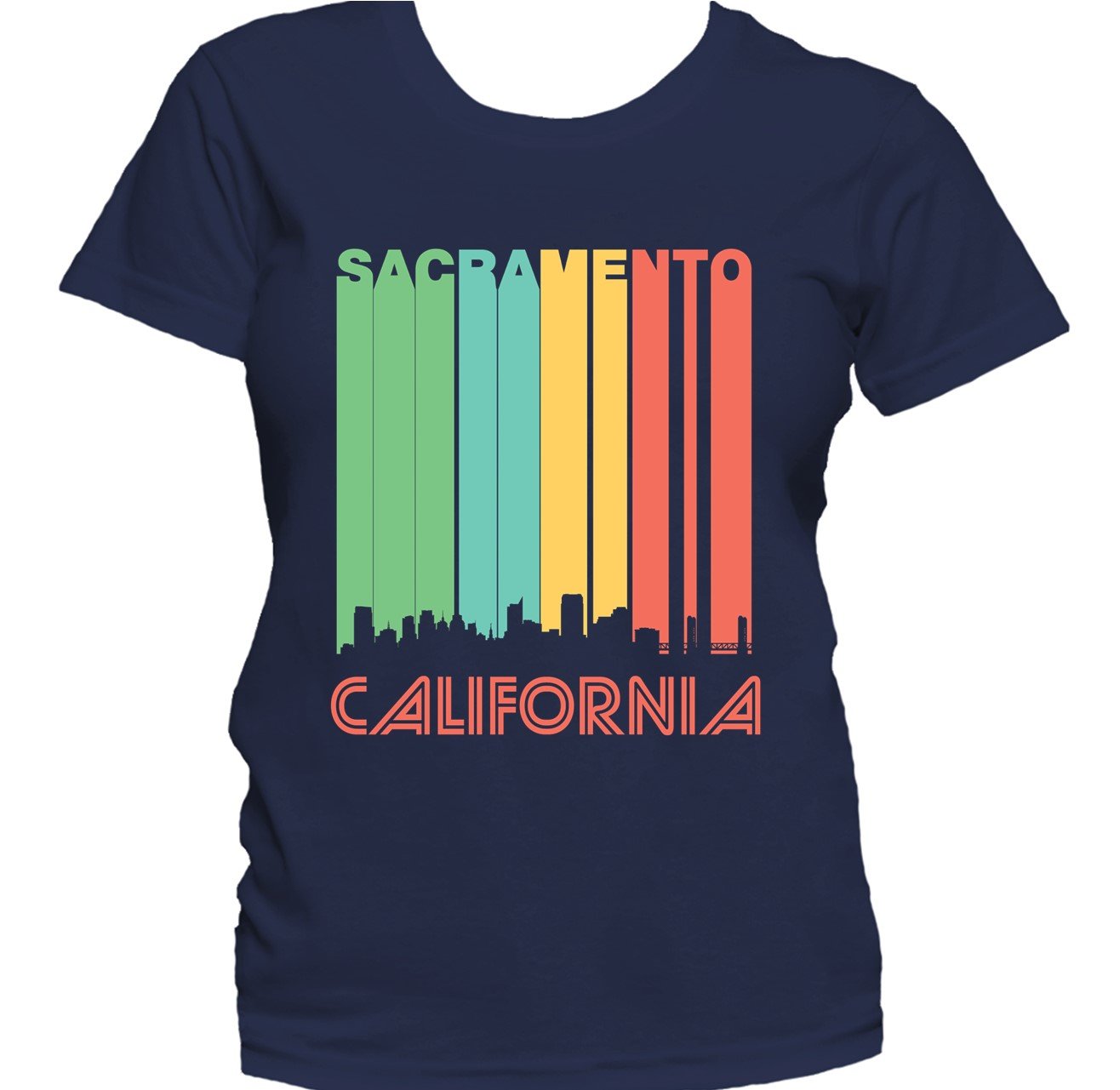 Retro 1970's Style Sacramento California Downtown Skyline Women's T-Shirt
