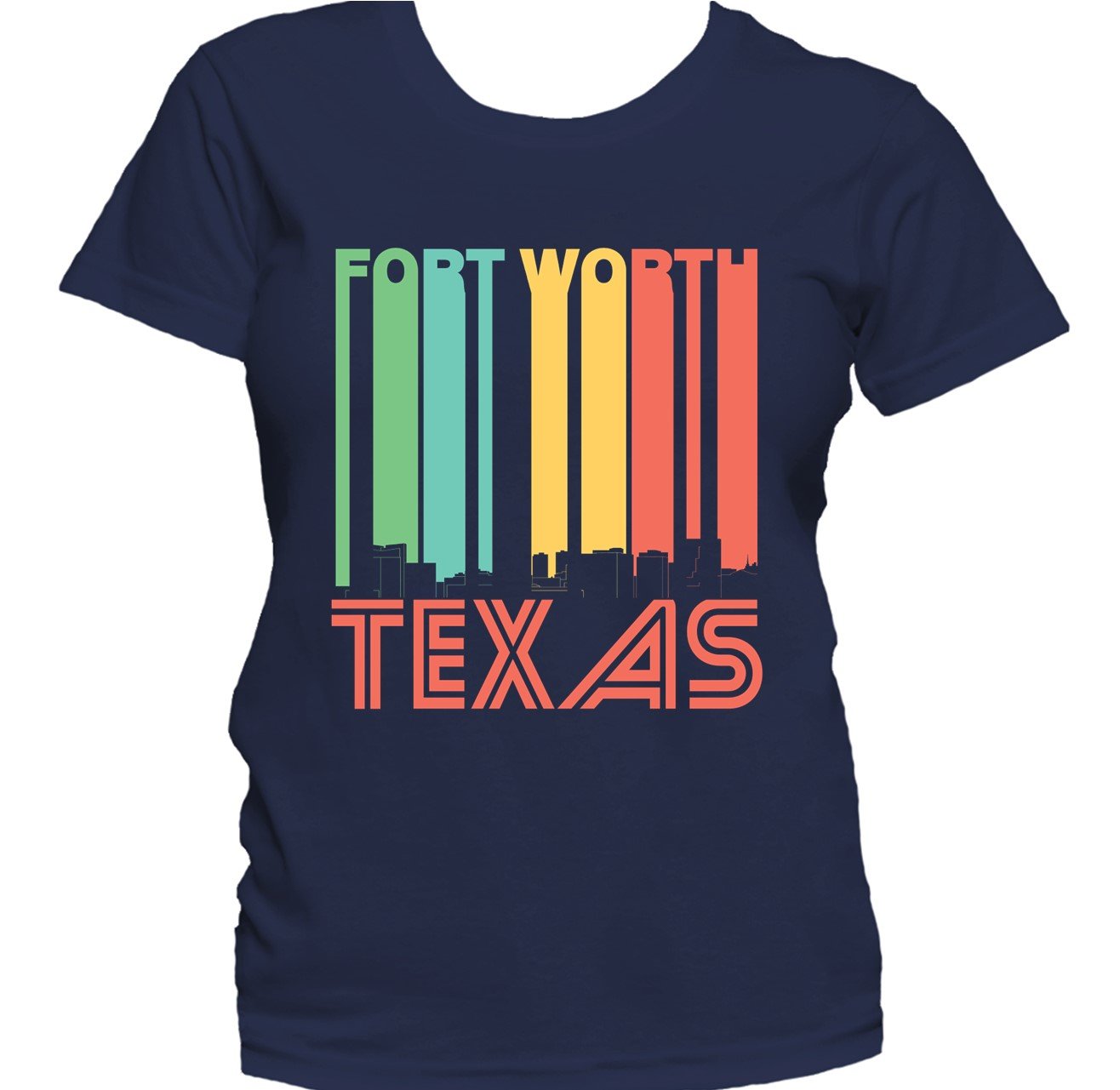 Retro 1970's Style Fort Worth Texas Skyline Women's T-Shirt