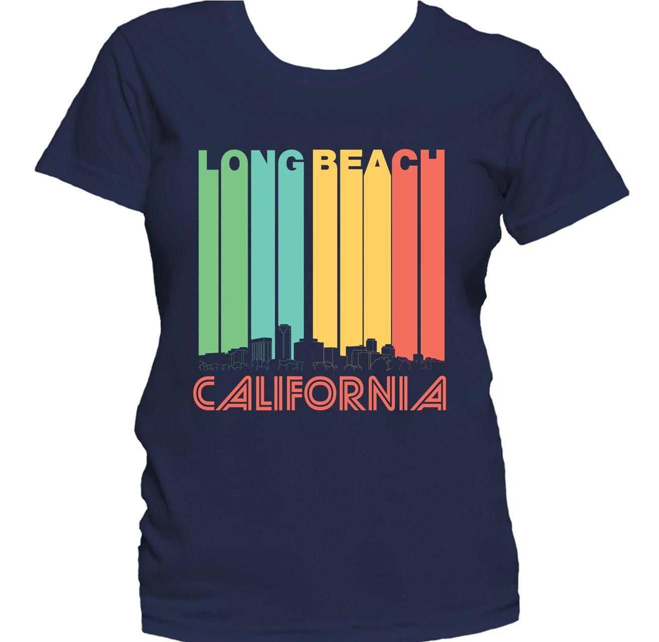 Retro 1970's Style Long Beach California Skyline Women's T-Shirt