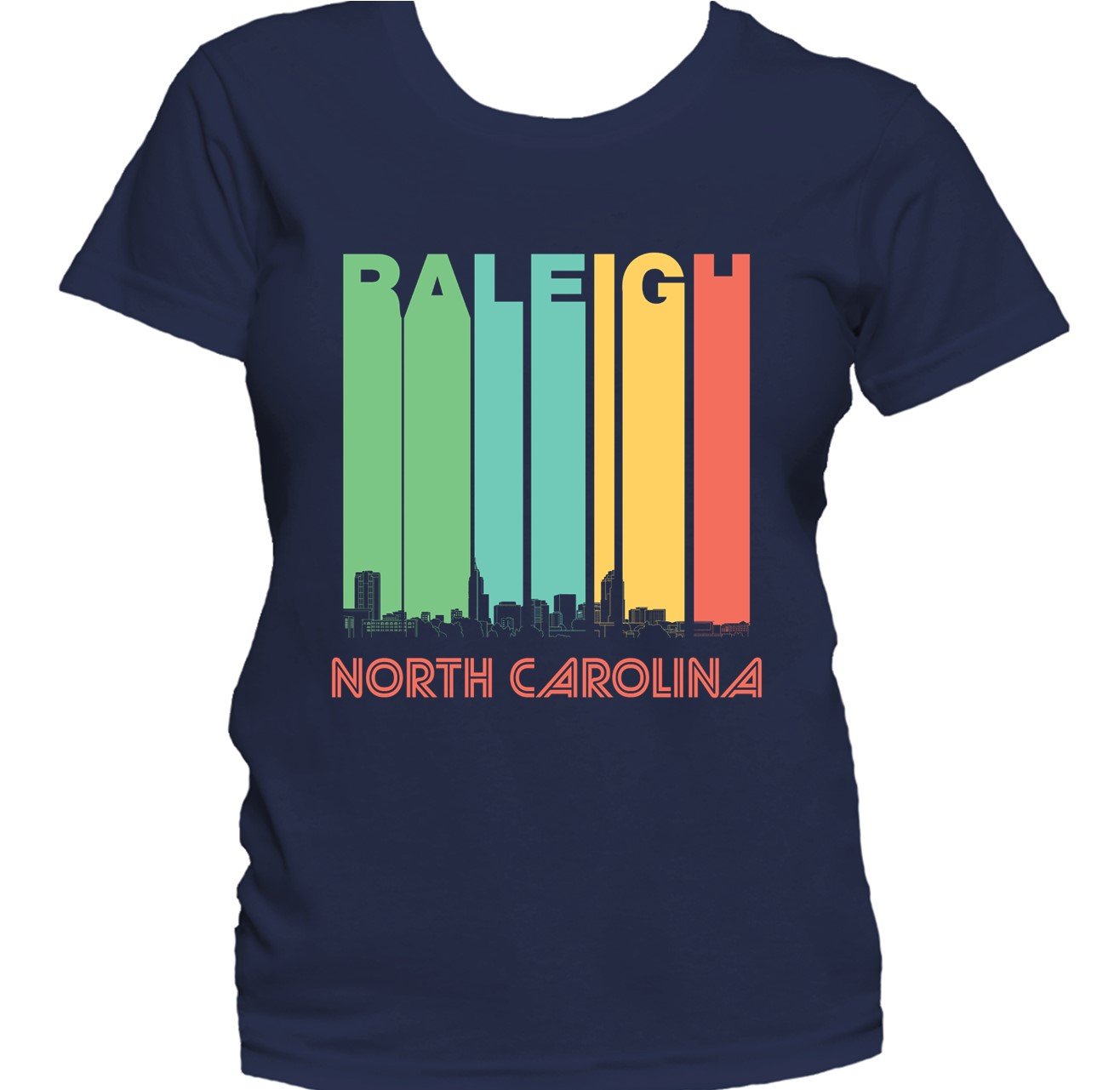 Retro 1970's Style Raleigh North Carolina Skyline Women's T-Shirt