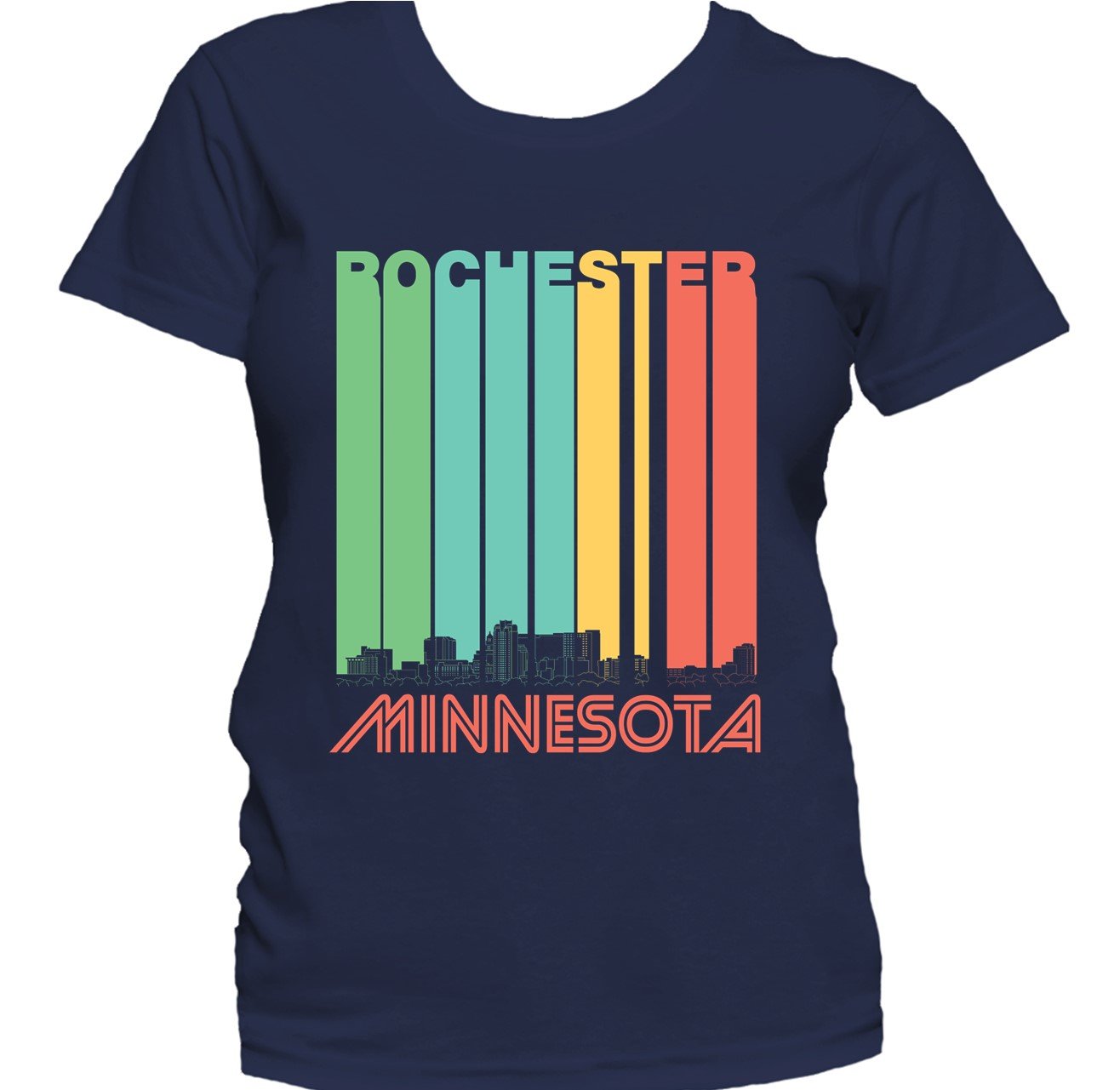 Retro 1970's Style Rochester Minnesota Skyline Women's T-Shirt