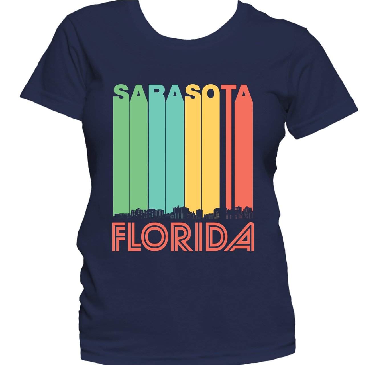 Retro 1970's Style Sarasota Florida Skyline Women's T-Shirt