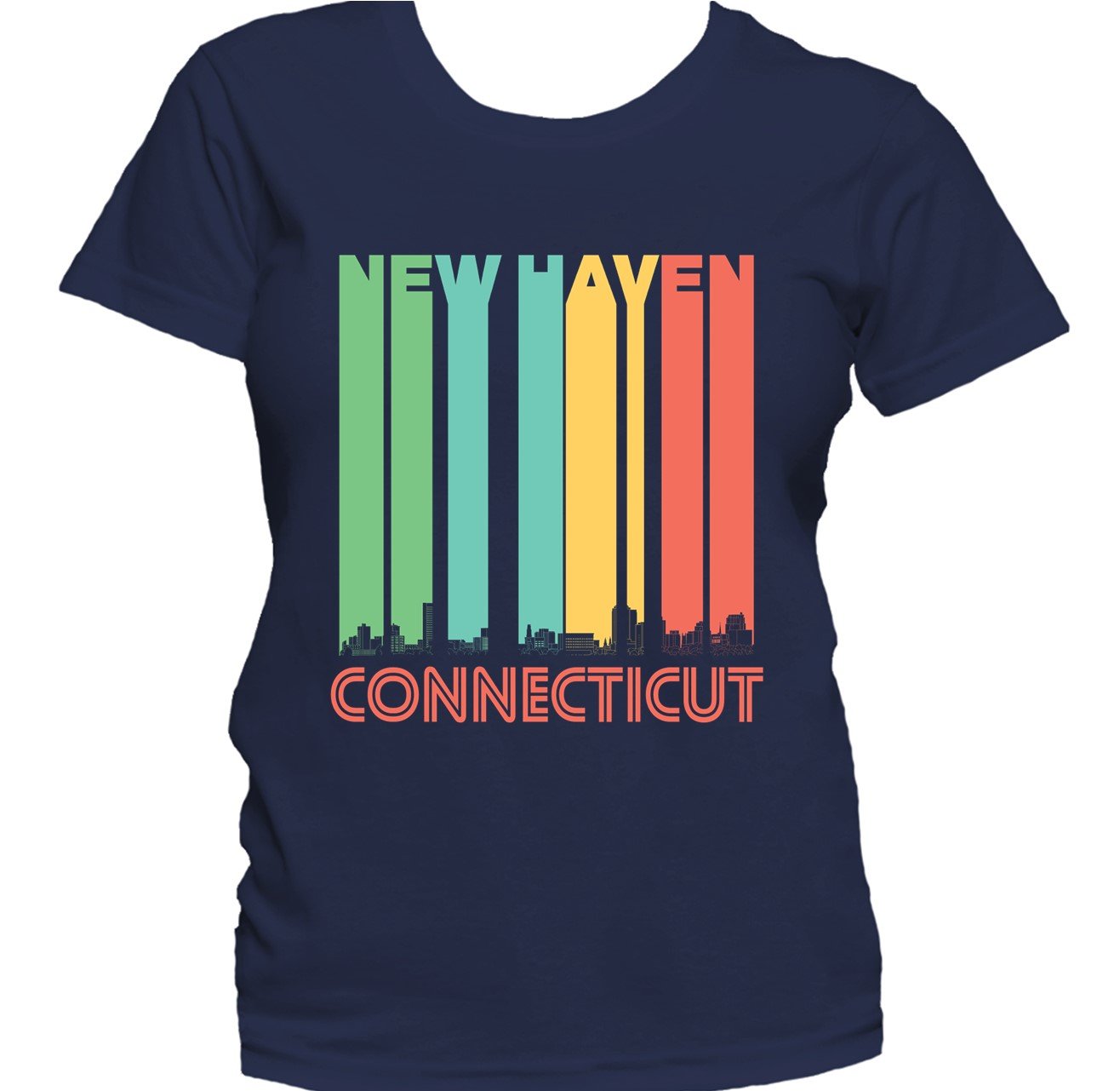 Retro 1970's Style New Haven Connecticut Skyline Women's T-Shirt
