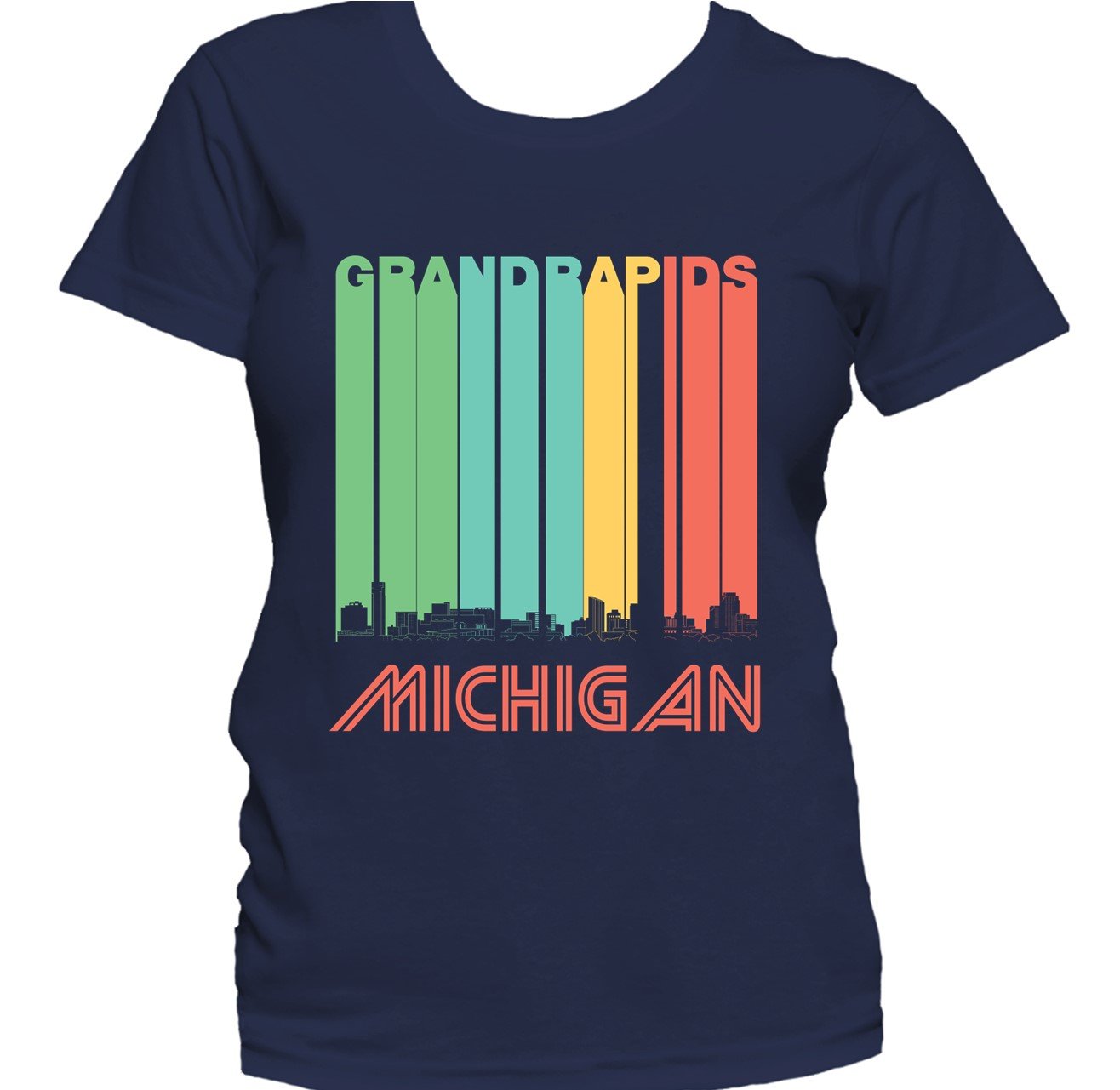 Retro 1970's Style Grand Rapids Michigan Skyline Women's T-Shirt
