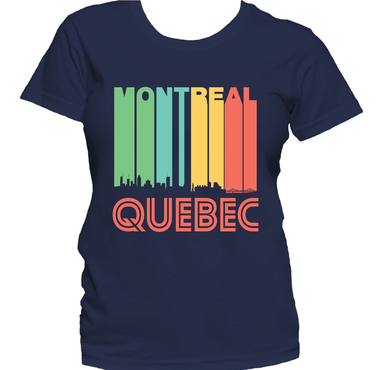 Retro 1970's Style Montreal Quebec Canada Skyline Cityscape Women's T-Shirt