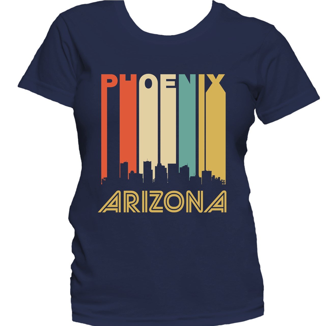 Retro 1970's Style Phoenix Arizona Cityscape Downtown Skyline Women's T-Shirt
