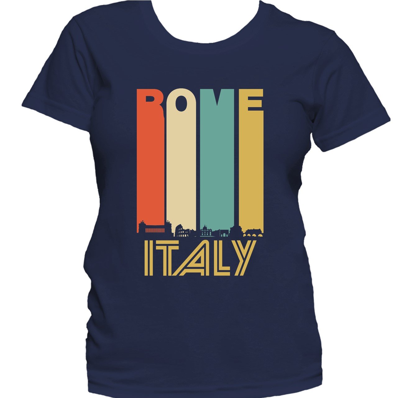 Retro 1970's Style Rome Italy Cityscape Downtown Skyline Women's T-Shirt