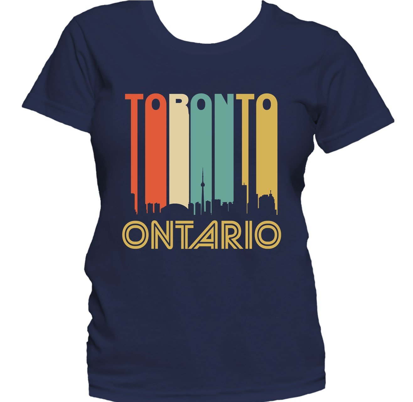 Retro 1970's Style Toronto Ontario Cityscape Downtown Skyline Women's T-Shirt