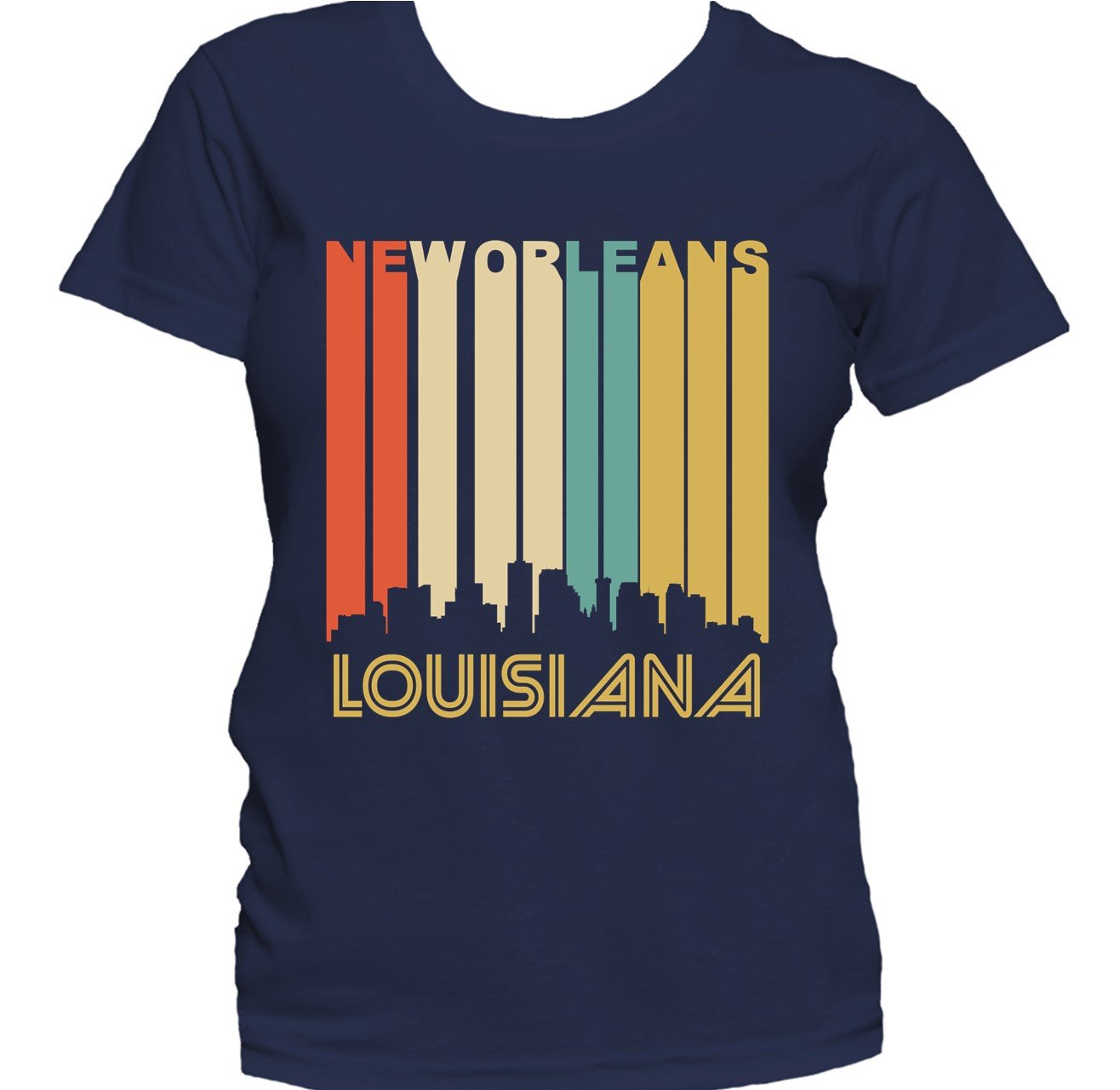 Retro 1970's Style New Orleans Louisiana Downtown Skyline Women's T-Shirt