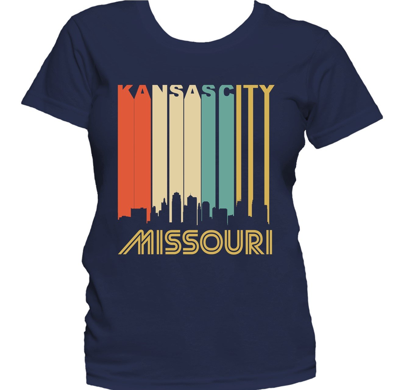 Retro 1970's Style Kansas City Missouri Downtown Skyline Women's T-Shirt