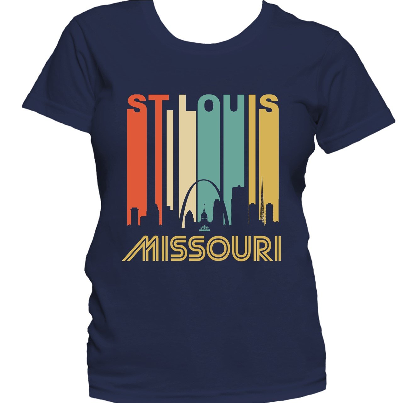 Retro 1970's Style St. Louis Missouri Downtown Skyline Women's T-Shirt