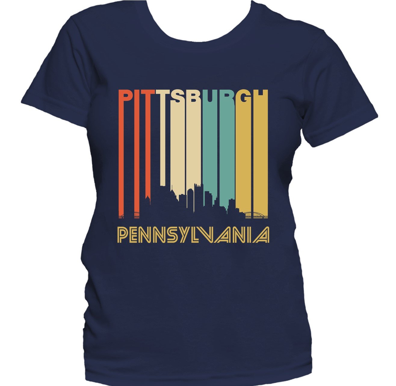 Retro 1970's Style Pittsburgh Pennsylvania Downtown Skyline Women's T-Shirt