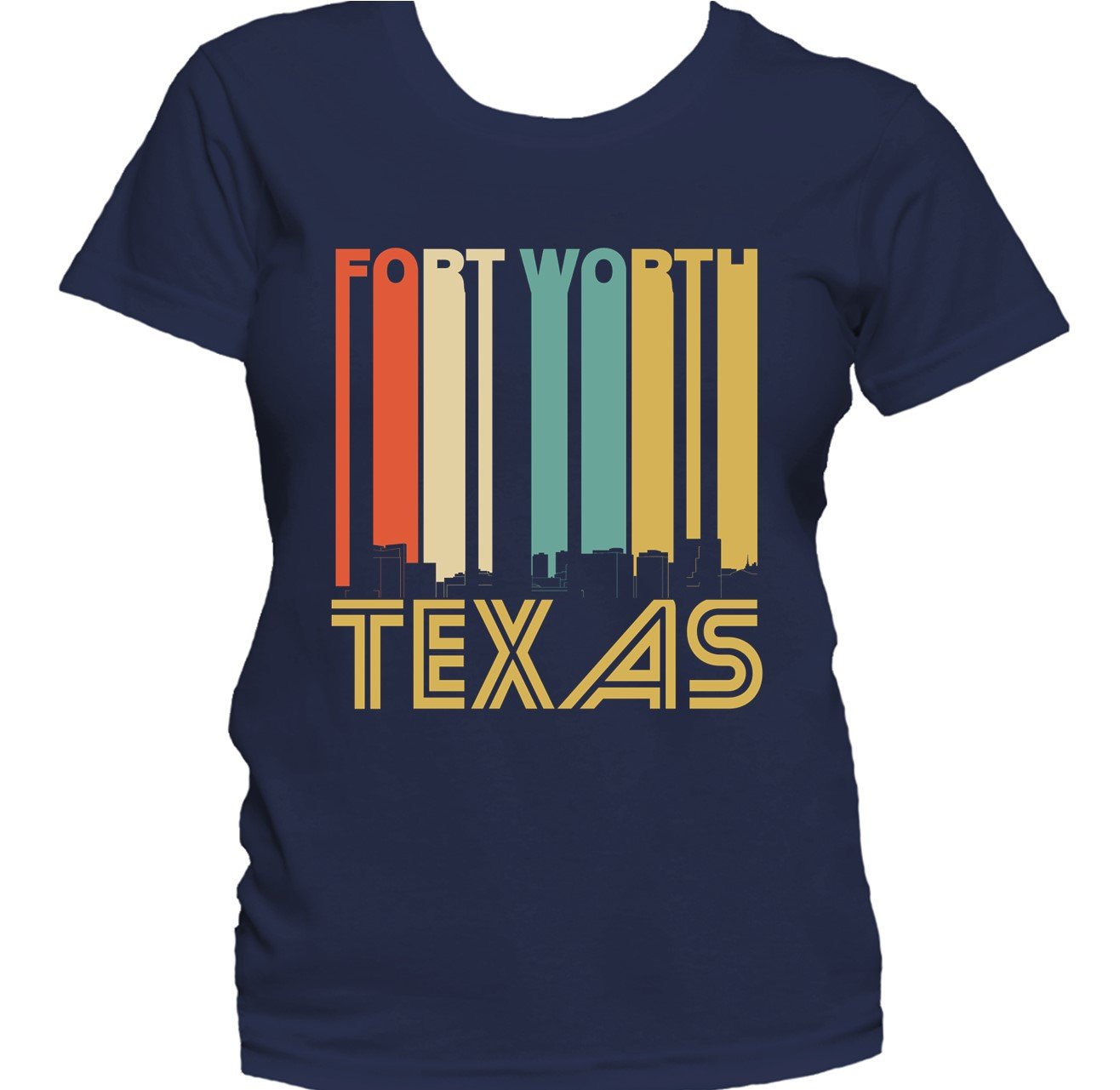 Retro 1970's Style Fort Worth Texas Skyline Women's T-Shirt